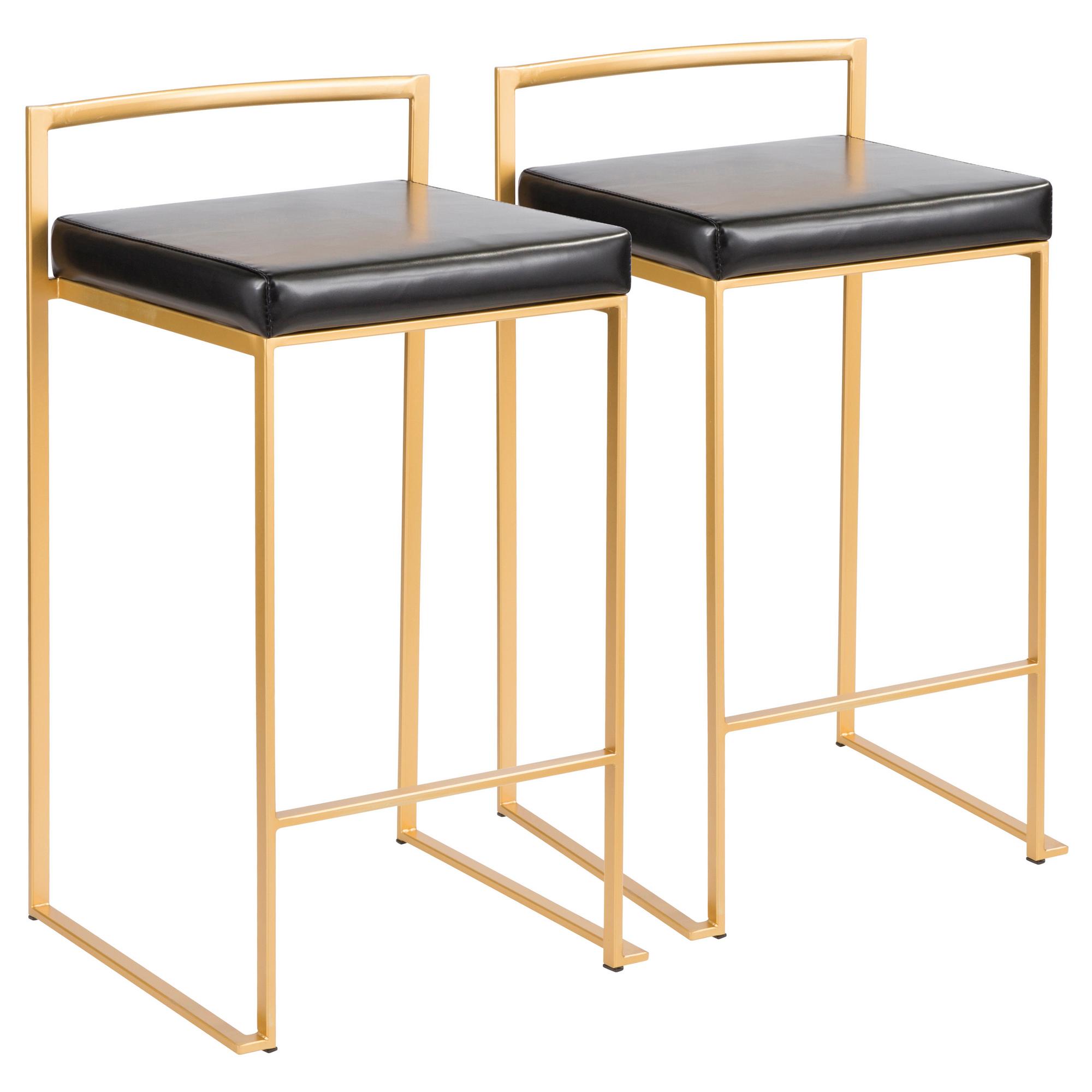 Set of 2 Fuji Counter Stools - Gold/Black