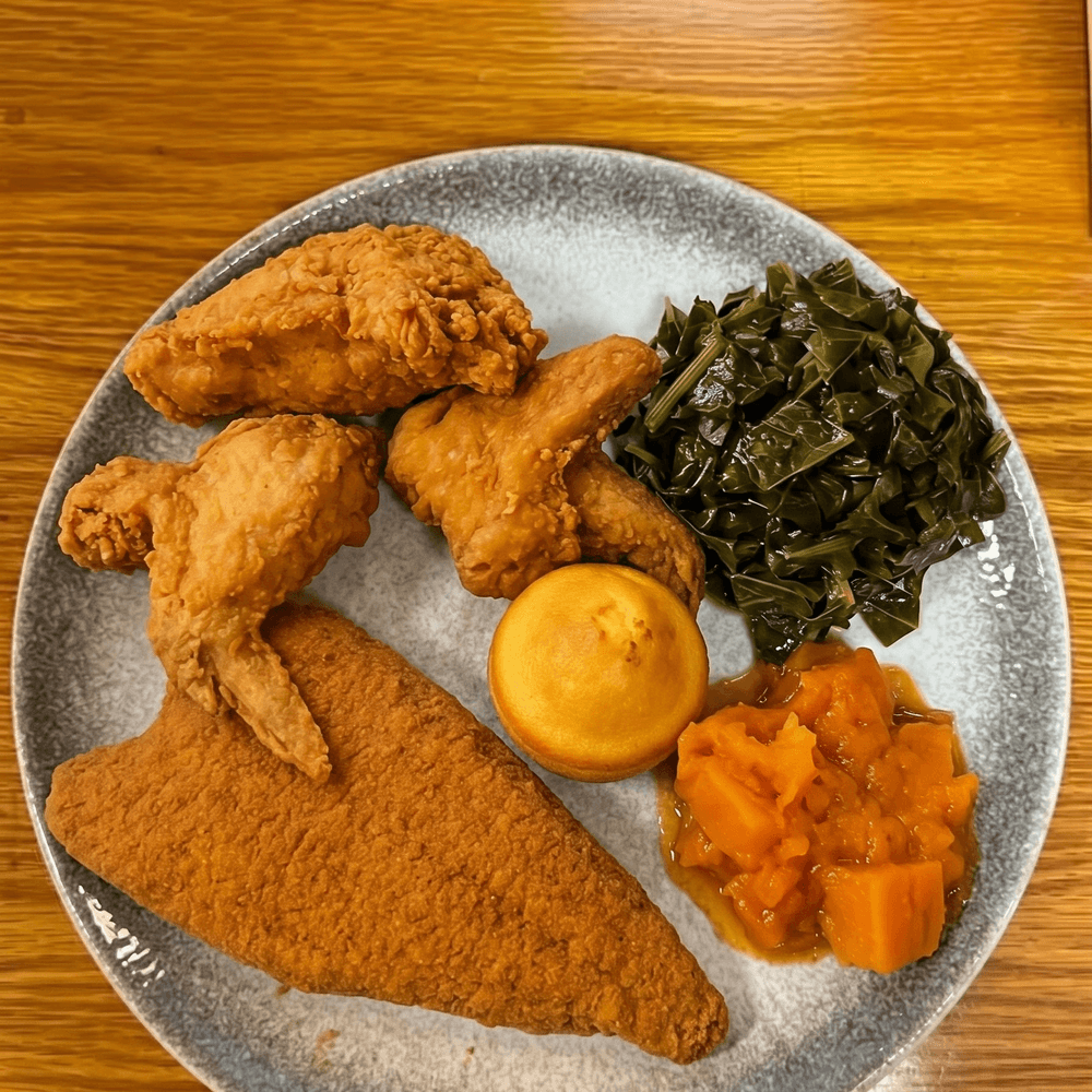Wings with Fried Catfish Fillet