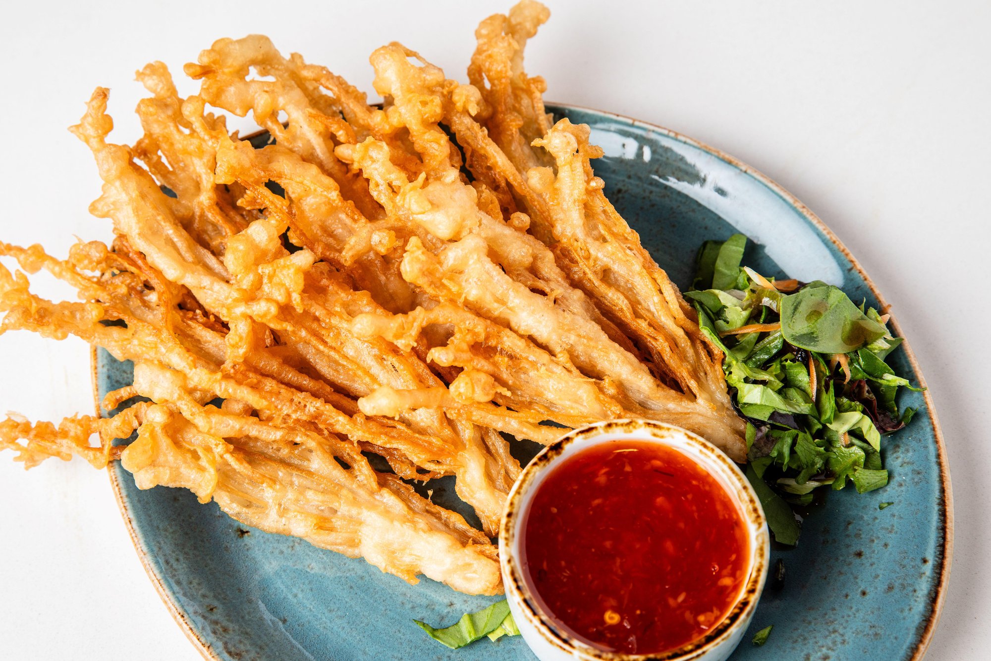 Fried Enoki Mushrooms