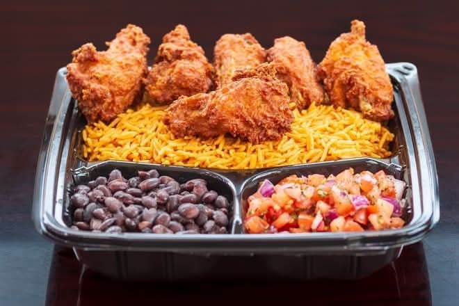 6 Pcs Hot Wings with Rice, Bean & Salsa