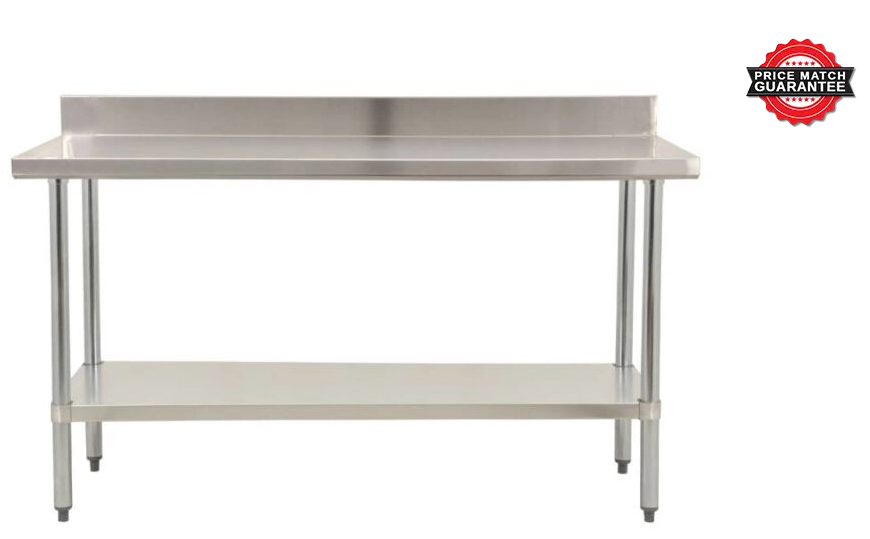 Zanduco Stainless Steel Worktable 30" x 72" with 4" Backsplash and Undershelf - Heavy-Duty