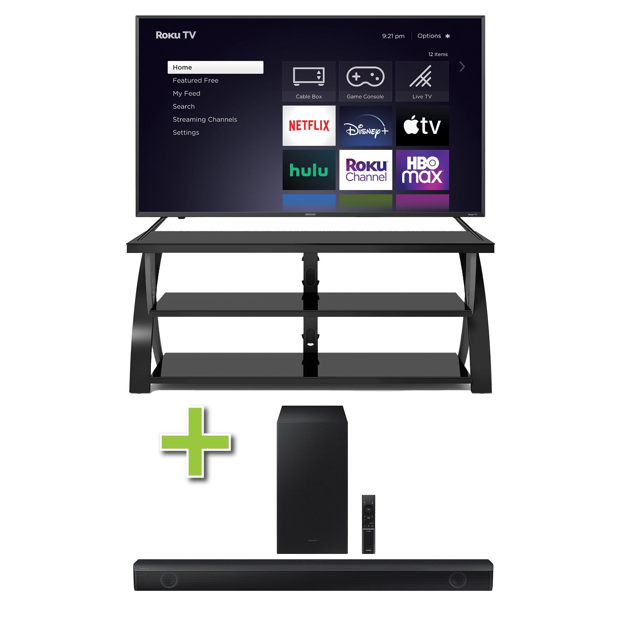 55" Element TV w/ Soundbar & TV Stand