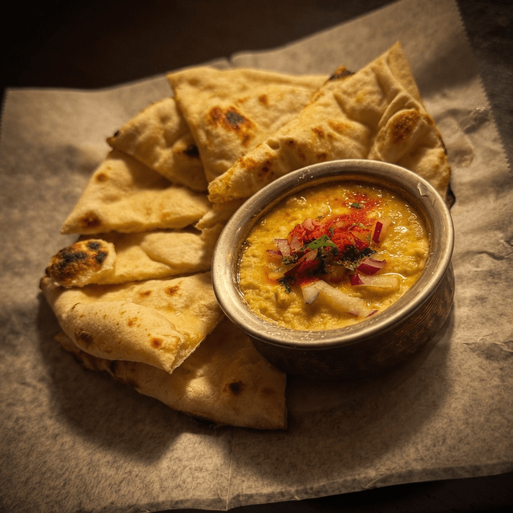 Indian Spiced Hummus and Naan