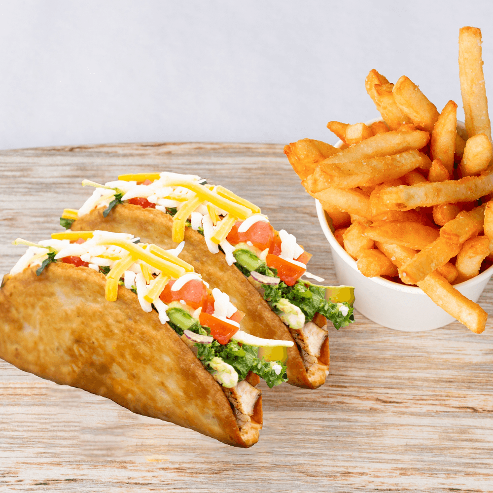 Two Crunchy Tacos with fries