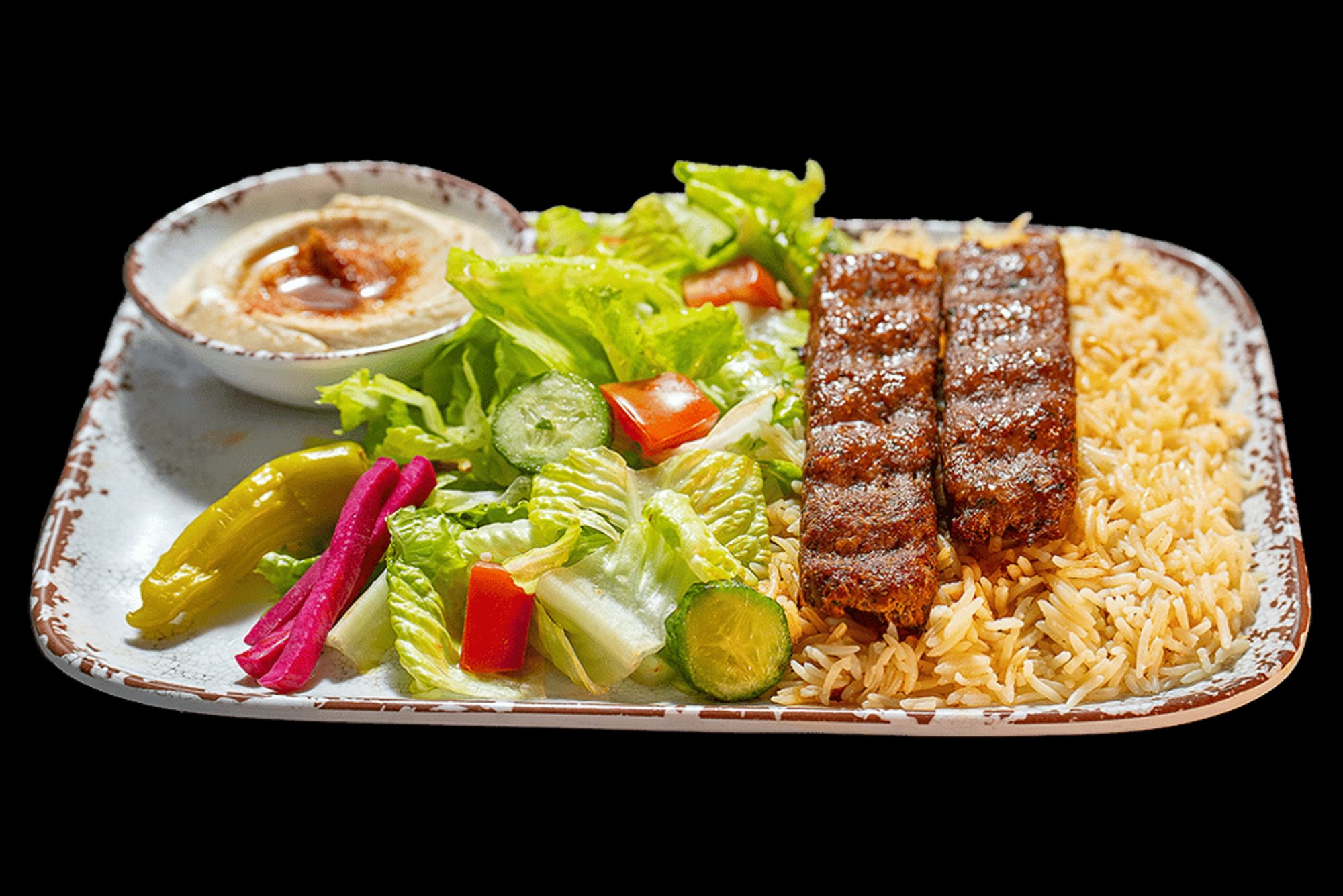 Beef Lule Kebab (Kafta) Plate