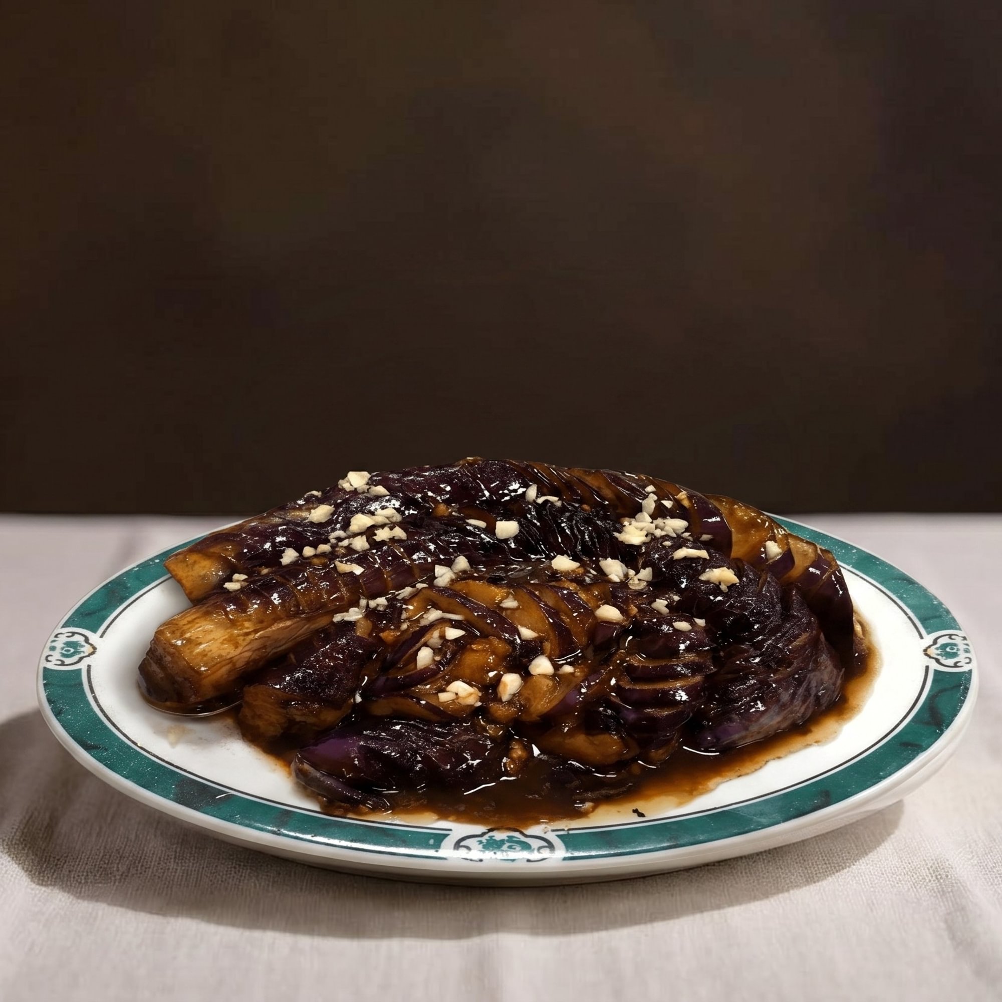 Northern Style Eggplant with Fresh Garlic on Top in Brown Sauce / 蒜泥茄子