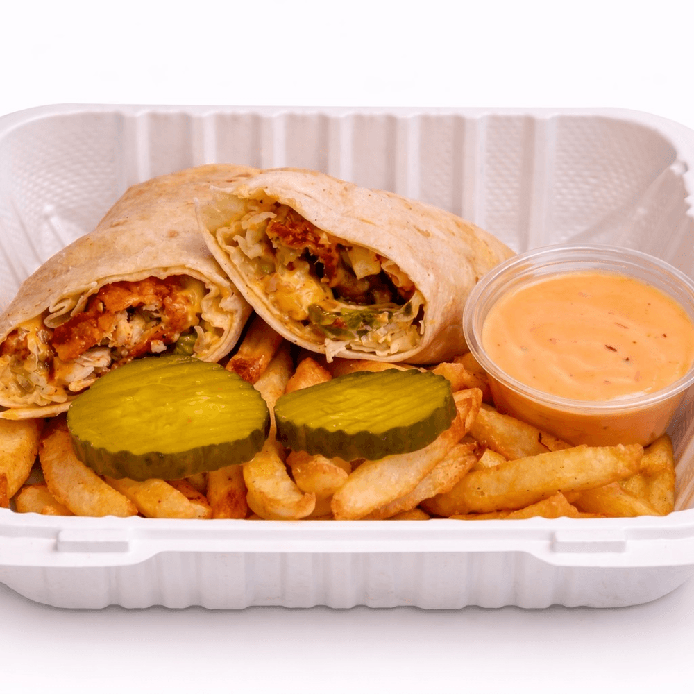 1 chicken tender Wrap w/fries