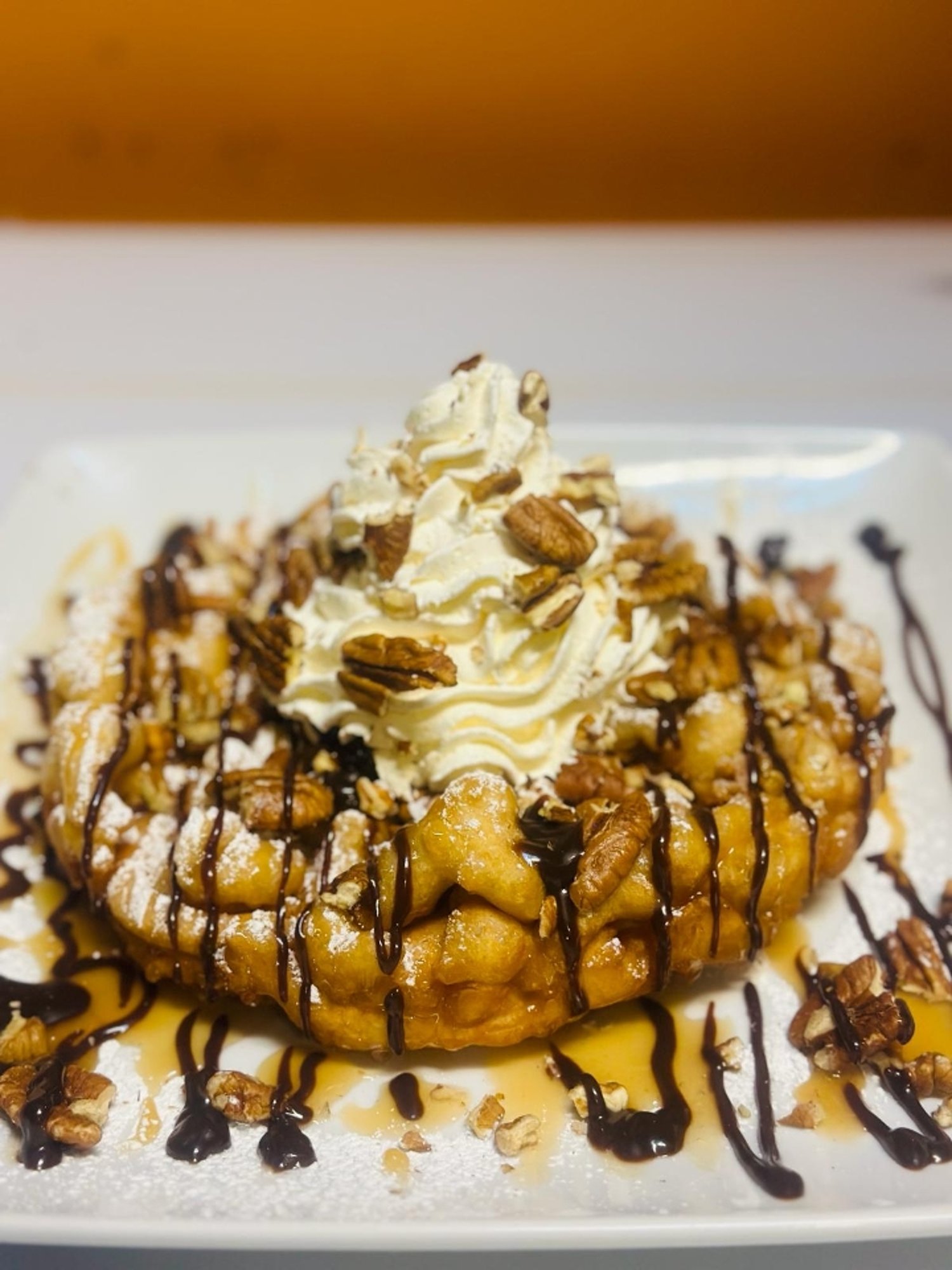 Turtle Fudge Funnel Cake