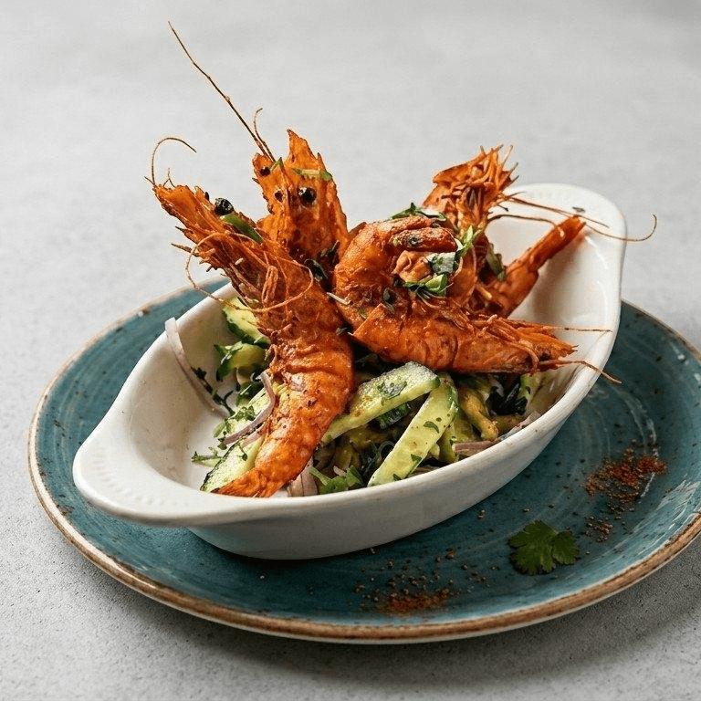 Smoldered tiger prawns