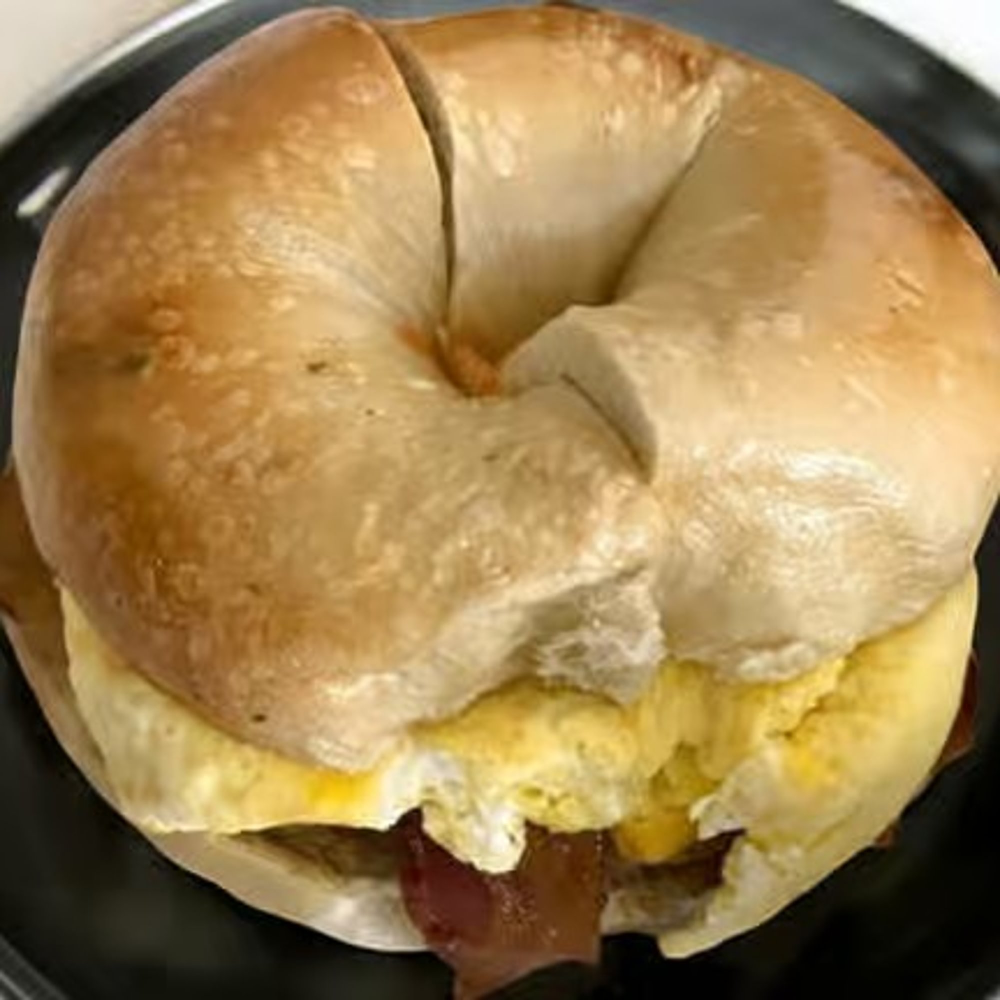 Breakfast meat on a bagel
