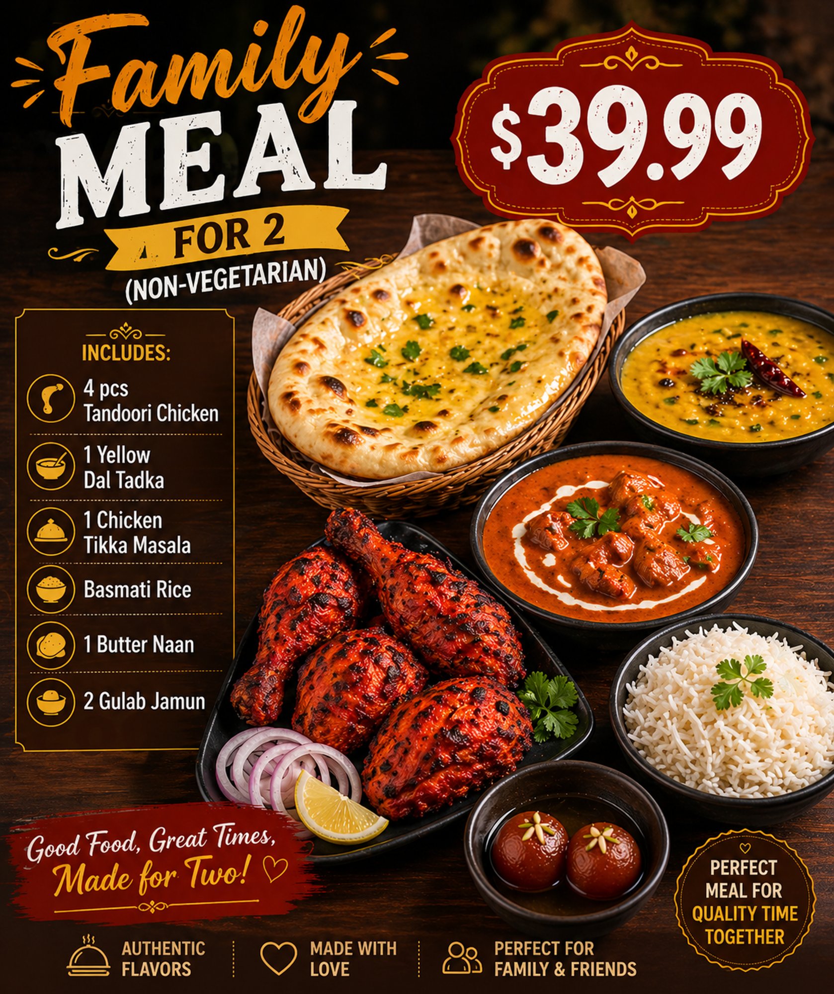 Family Meal for 2 guest (Non-Vegetarian)
