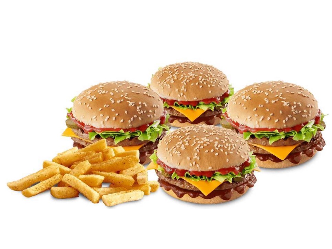 Four Burger With Fries