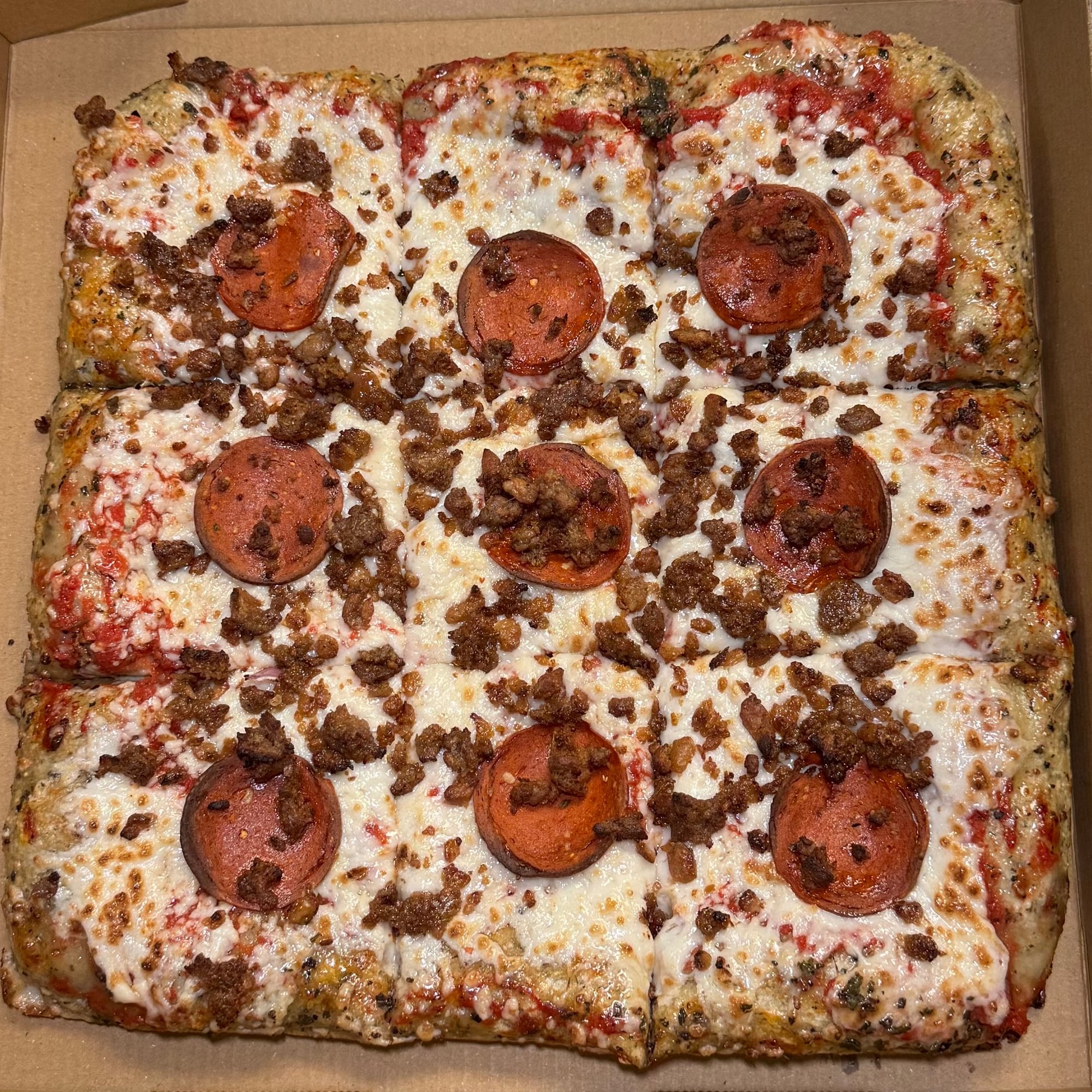 Detroit Style Meat Lovers Pizza