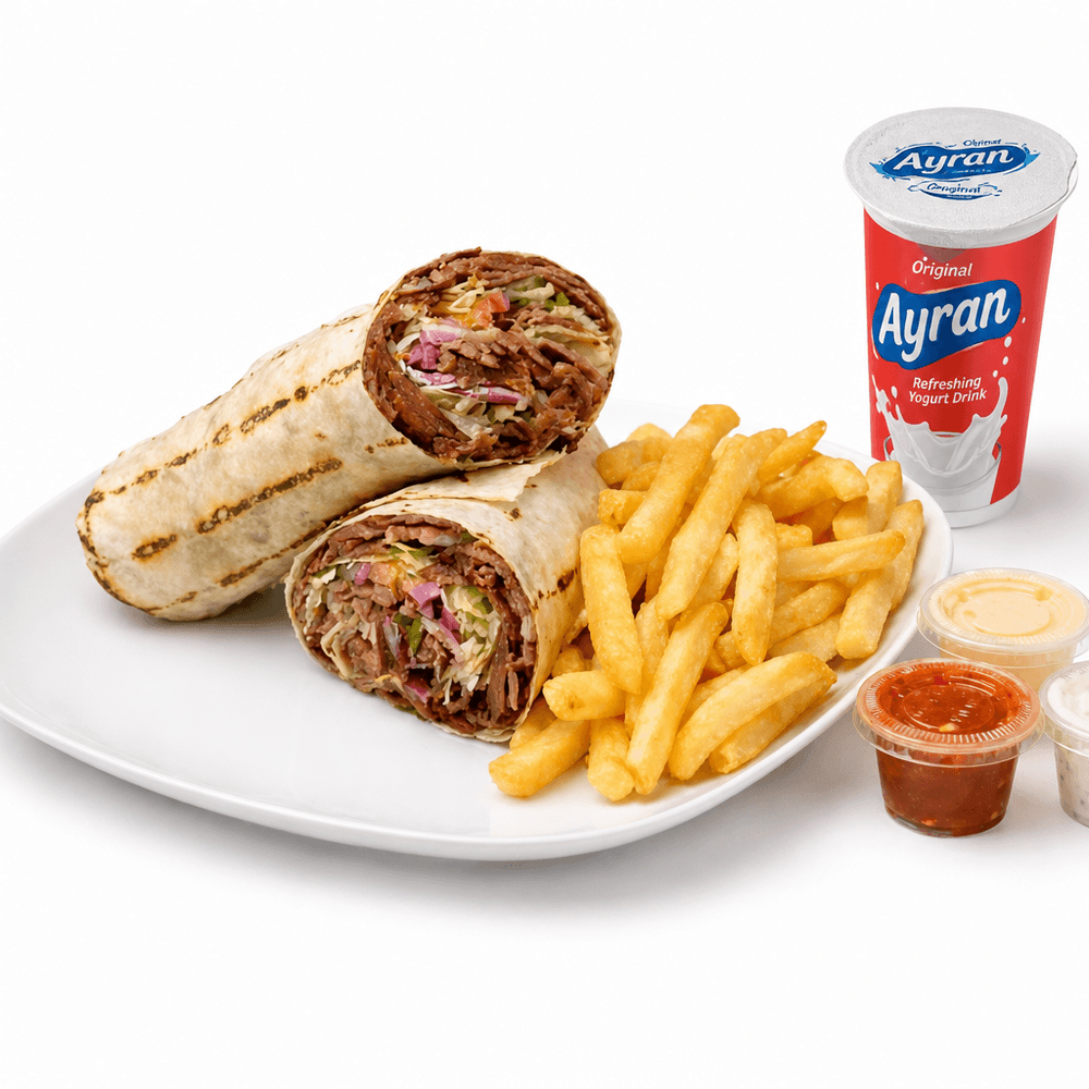 Beef and Lamb Wrap Combo with Ayran