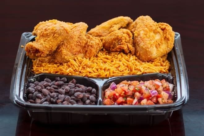 Wings with Rice, Bean & Salsa