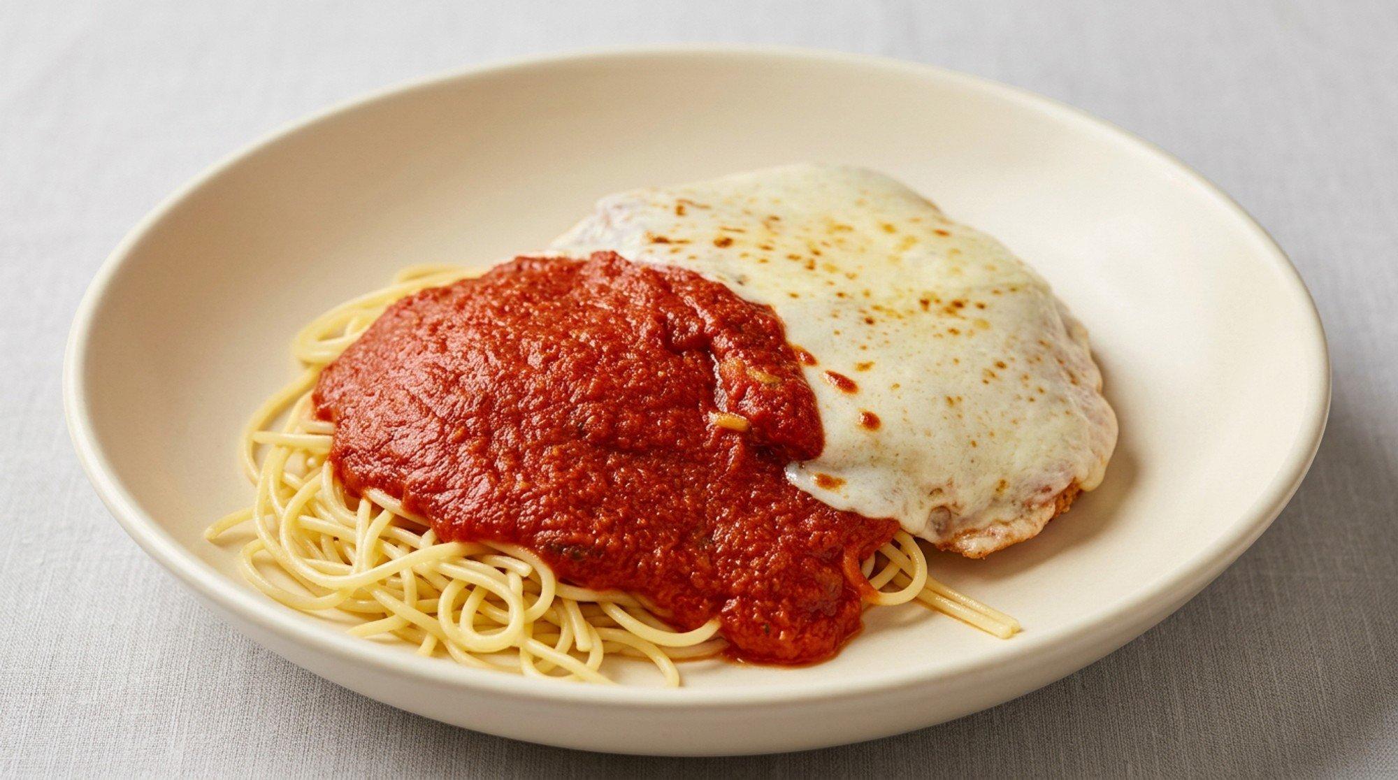 Chicken Parmigiana with Spaghetti Kids