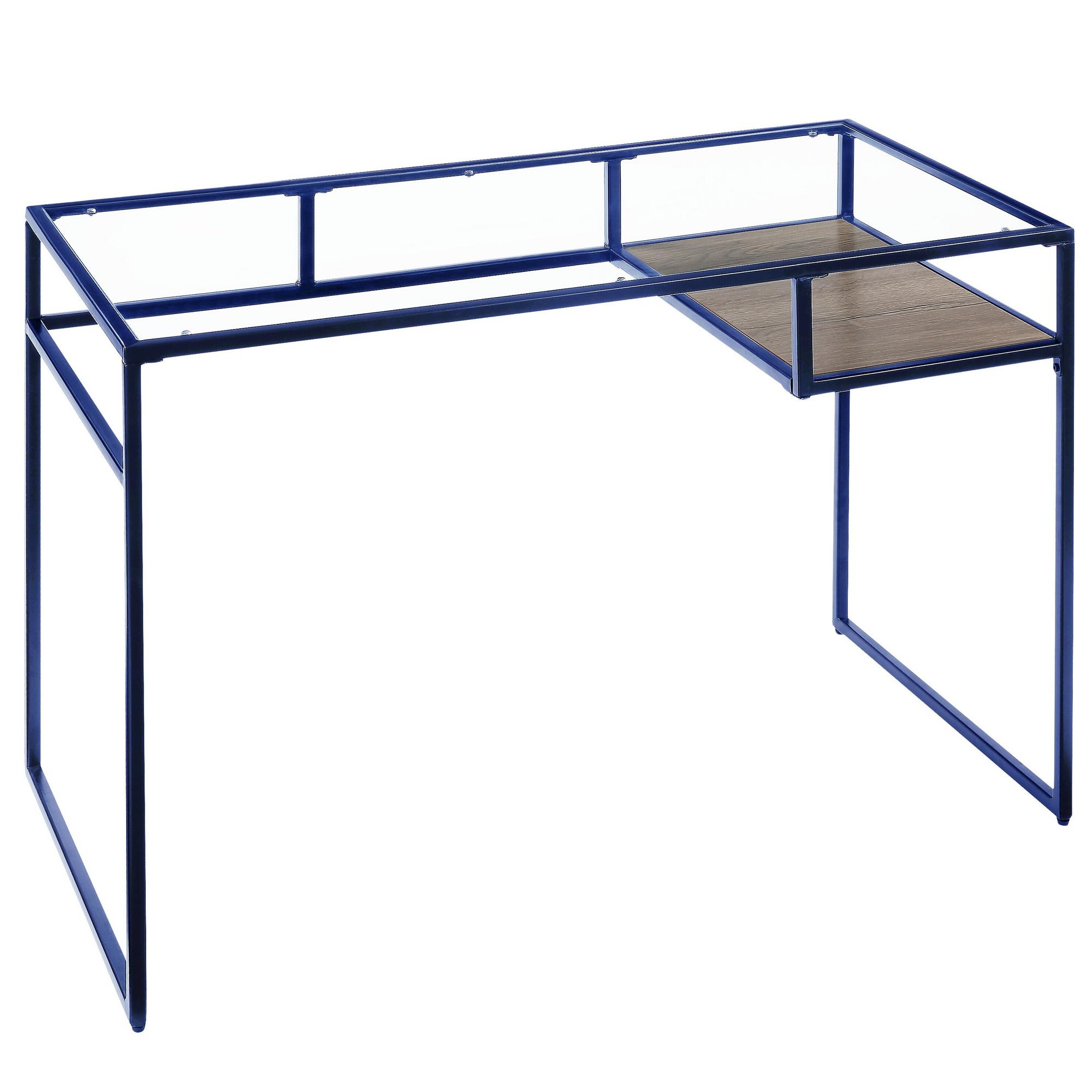 Yasin Writing Desk with Glasstop - Blue