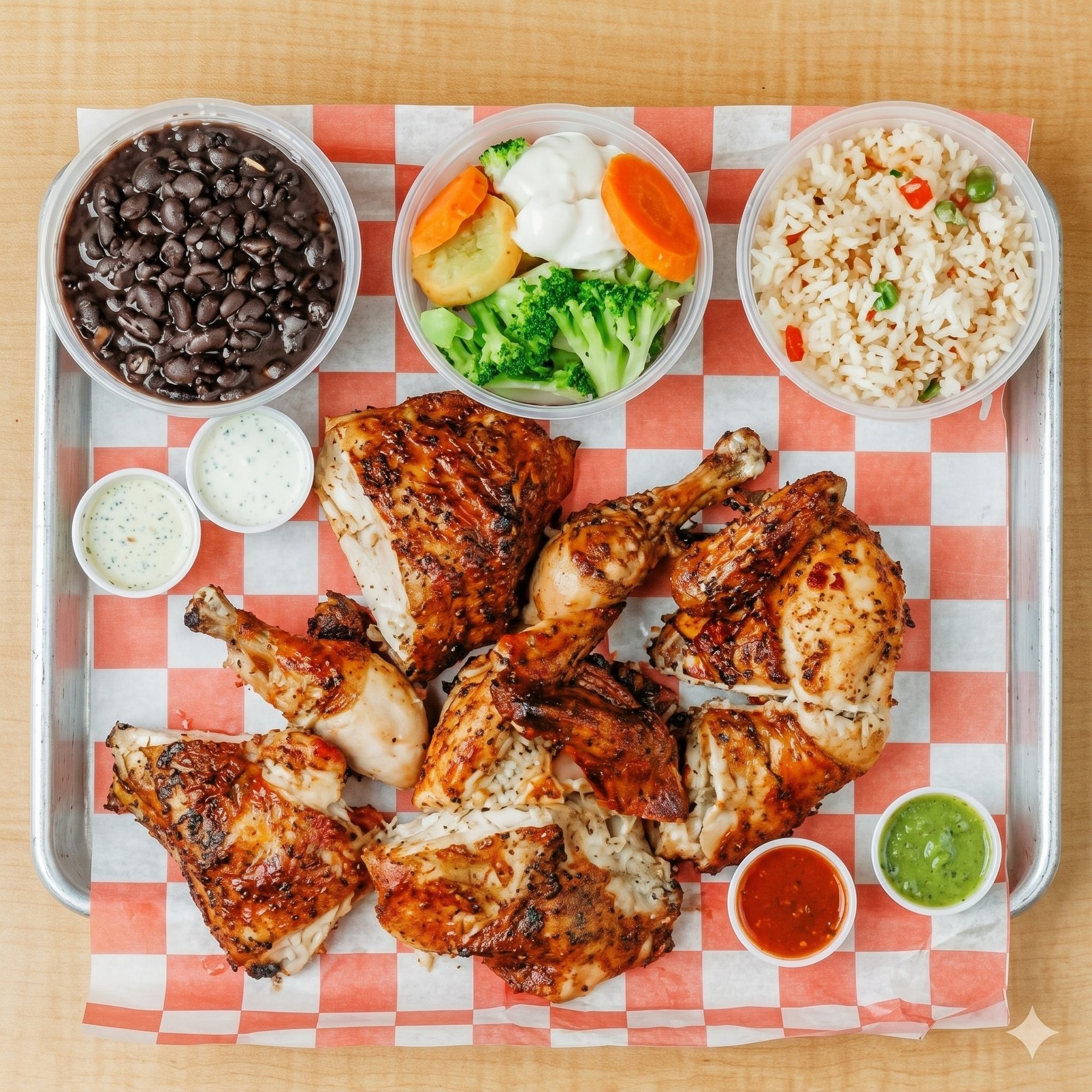 1 Whole Chicken Family Meal + 3 Large Sides!