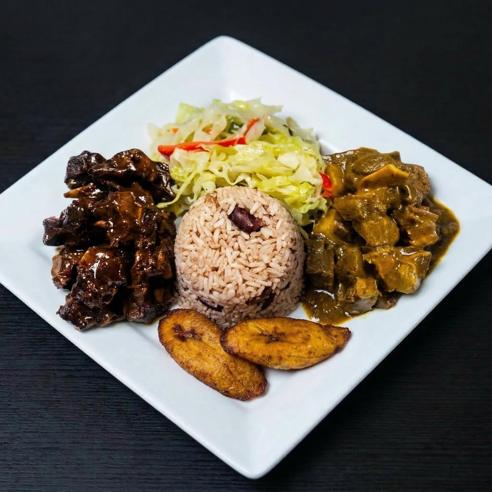 Curry Goat and Jerk Pork