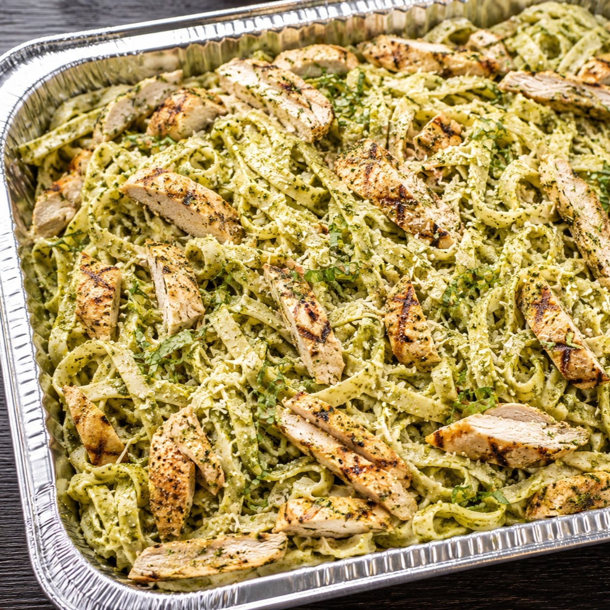 Fettuccine Pesto w/Chicken (1/2 Tray or Full Tray)