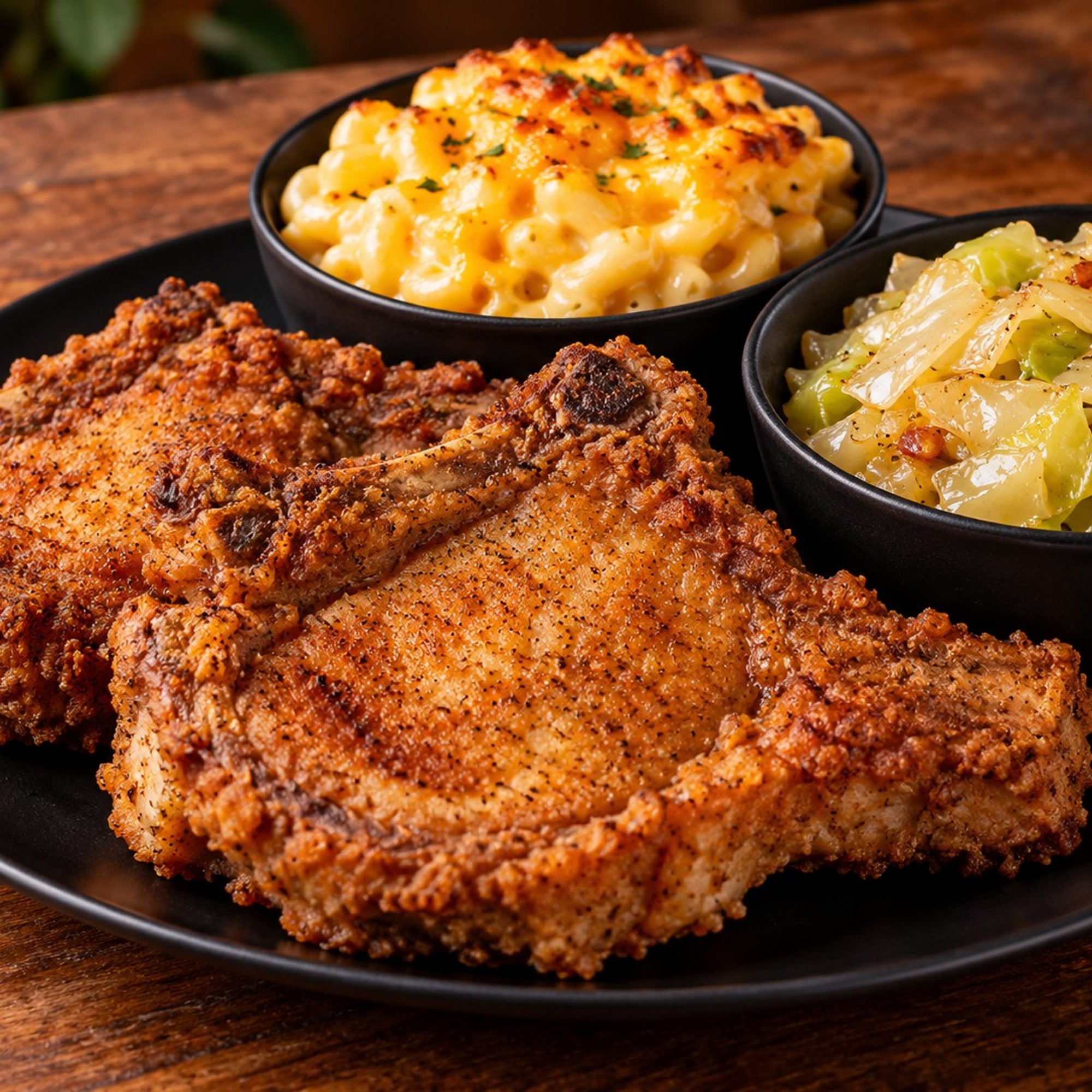Fried Pork Chops Dinner Plate