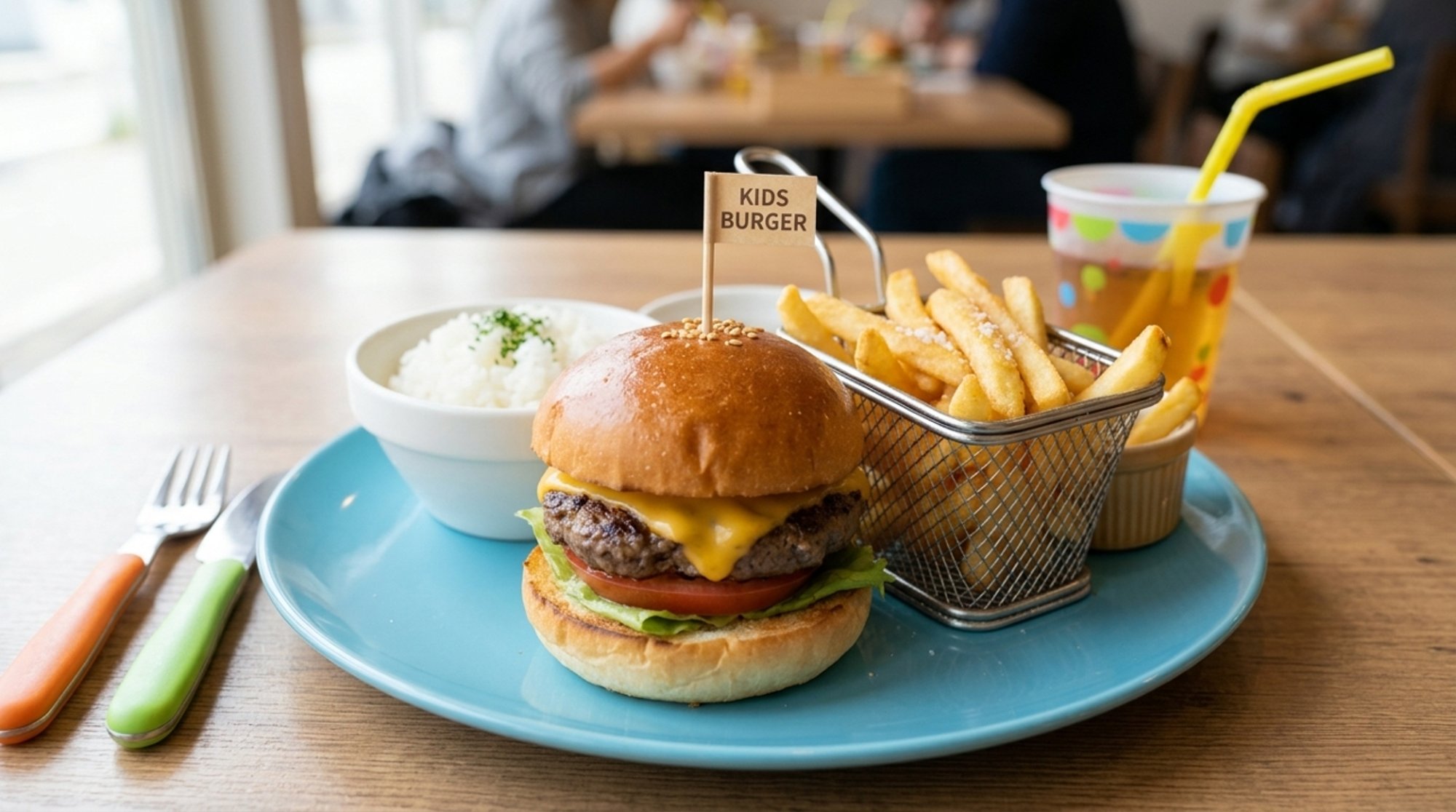 KIDS HAMBURGER WITH KIDS FRIES/RICE