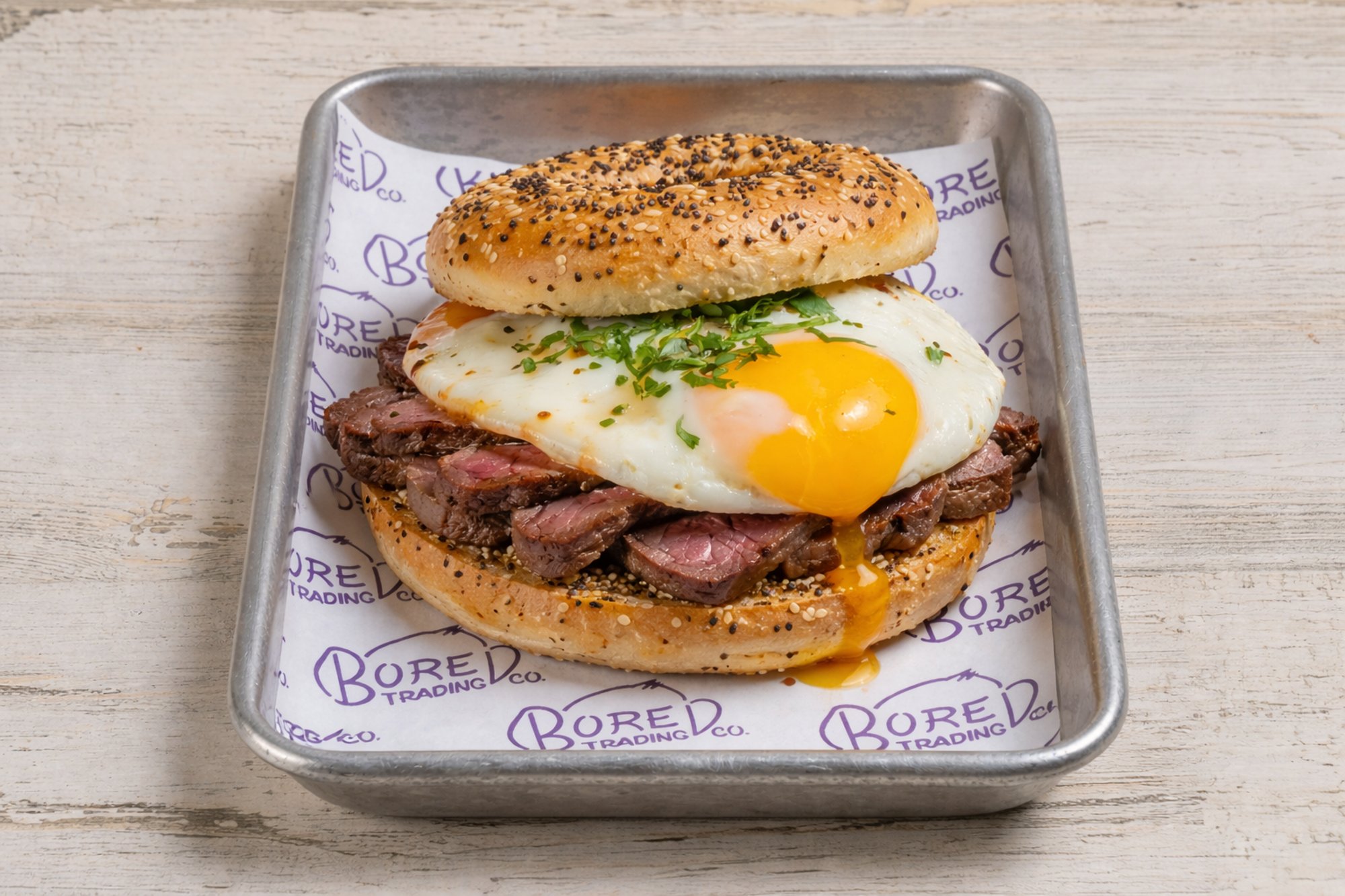 Steak and Egg Bagel Sando