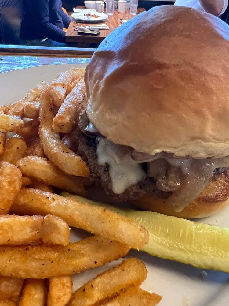 MUSHROOM BACON and SWISS BURGER