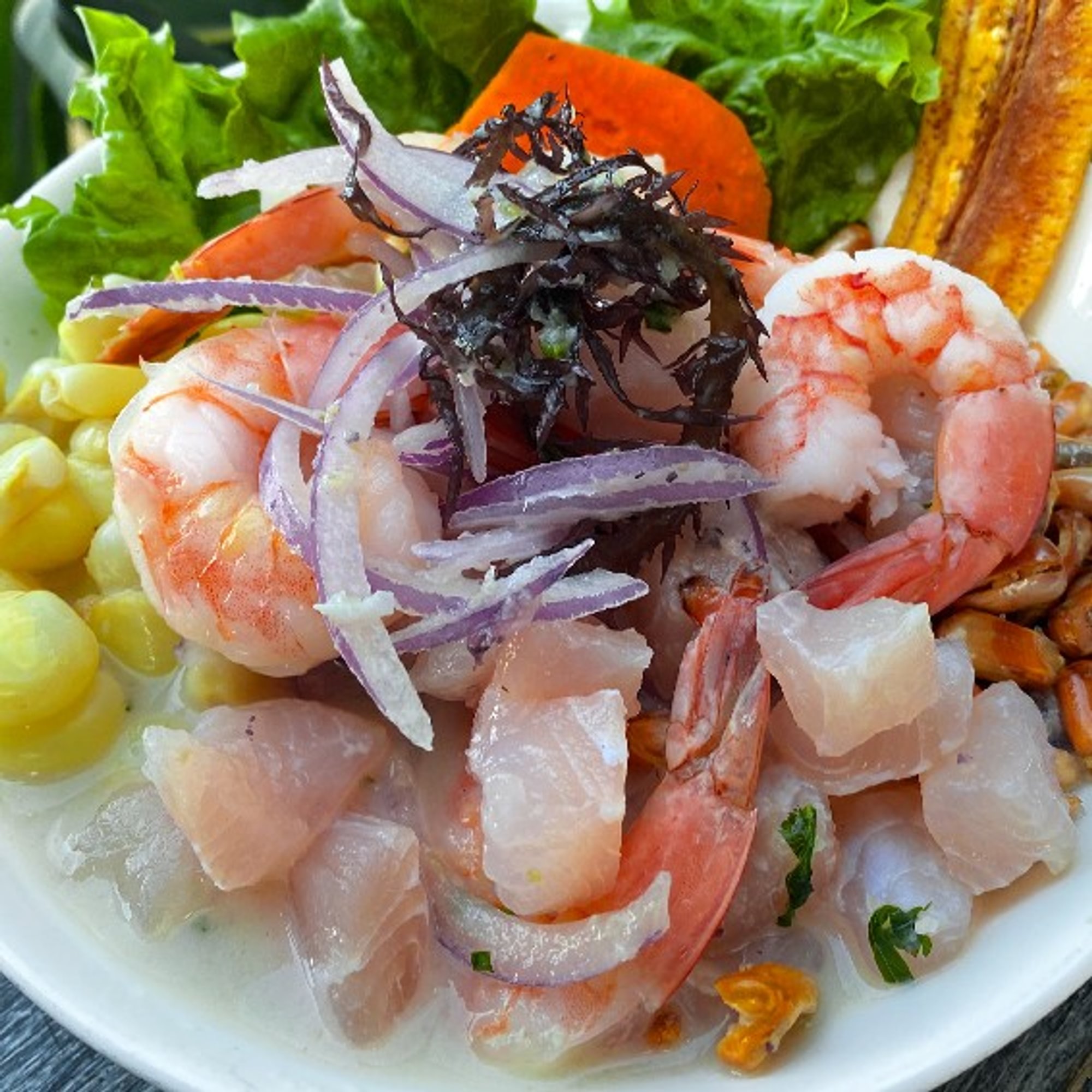 Ceviche de Pescado y Camarones