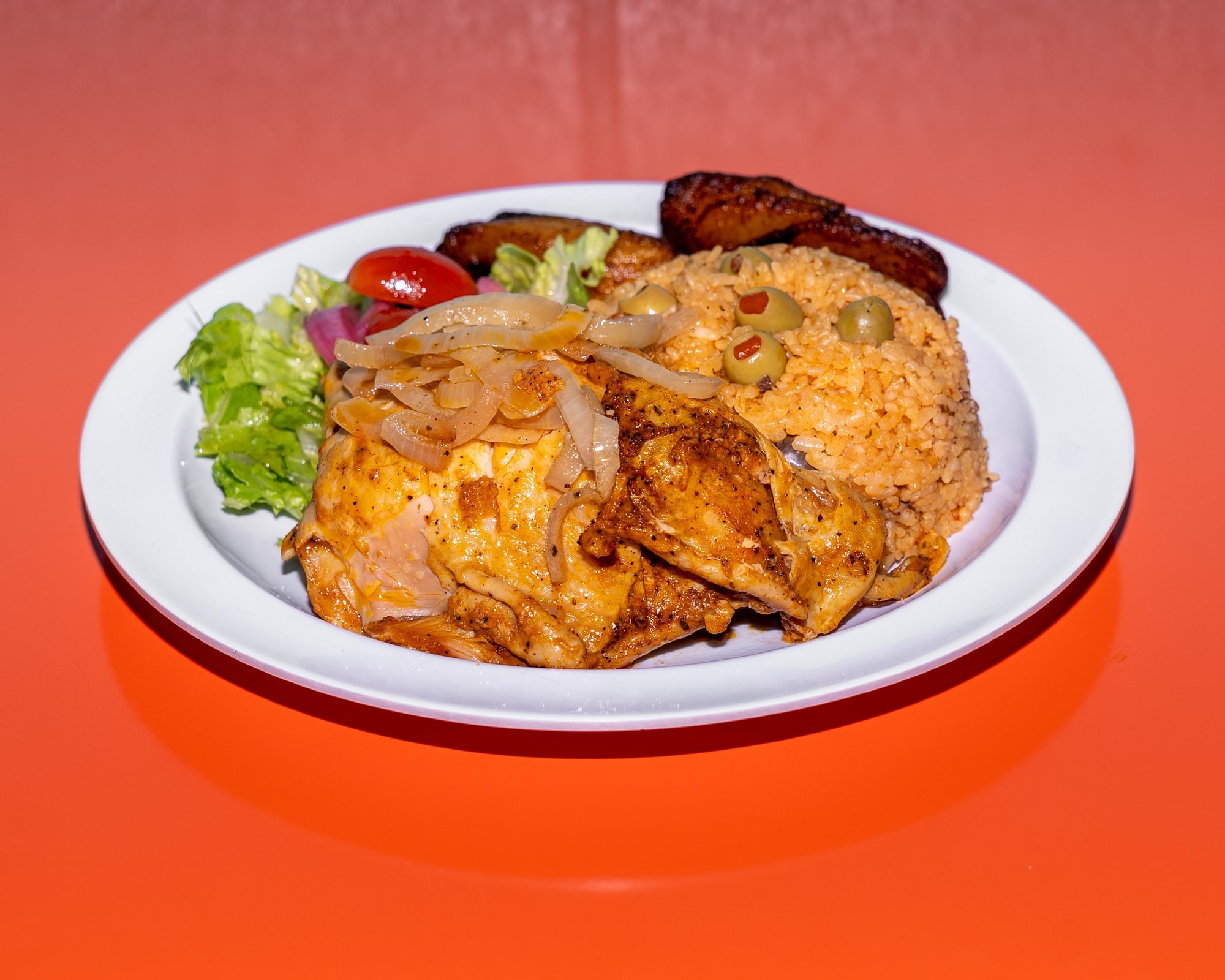 Pollo Encebollado Combo (Baked Chicken & Sautéed Onions)