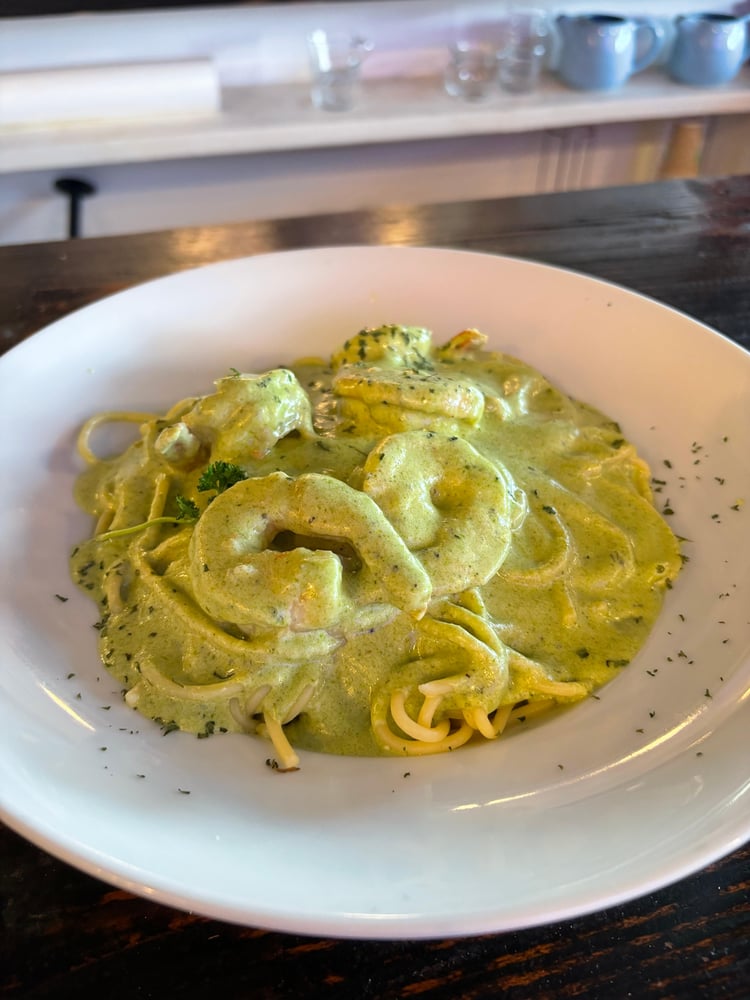 Shrimp Pesto Fettuccine