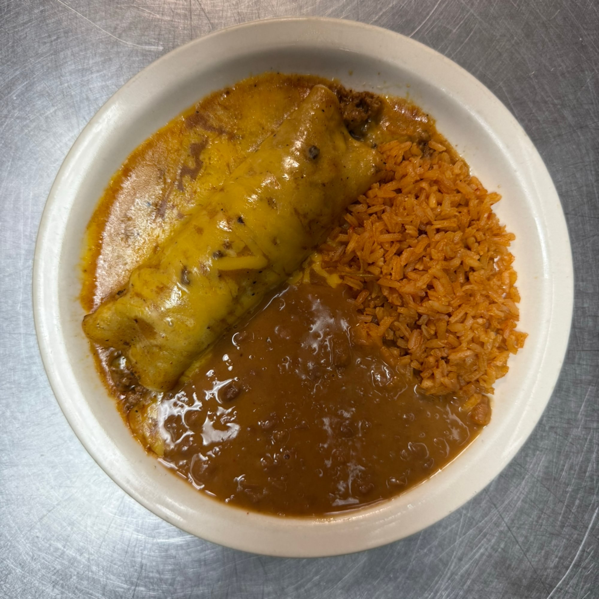 Kids Cheese Enchilada with Rice & Beans