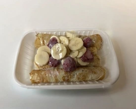 Strawberry Banana Topped Stuffed Crêpes