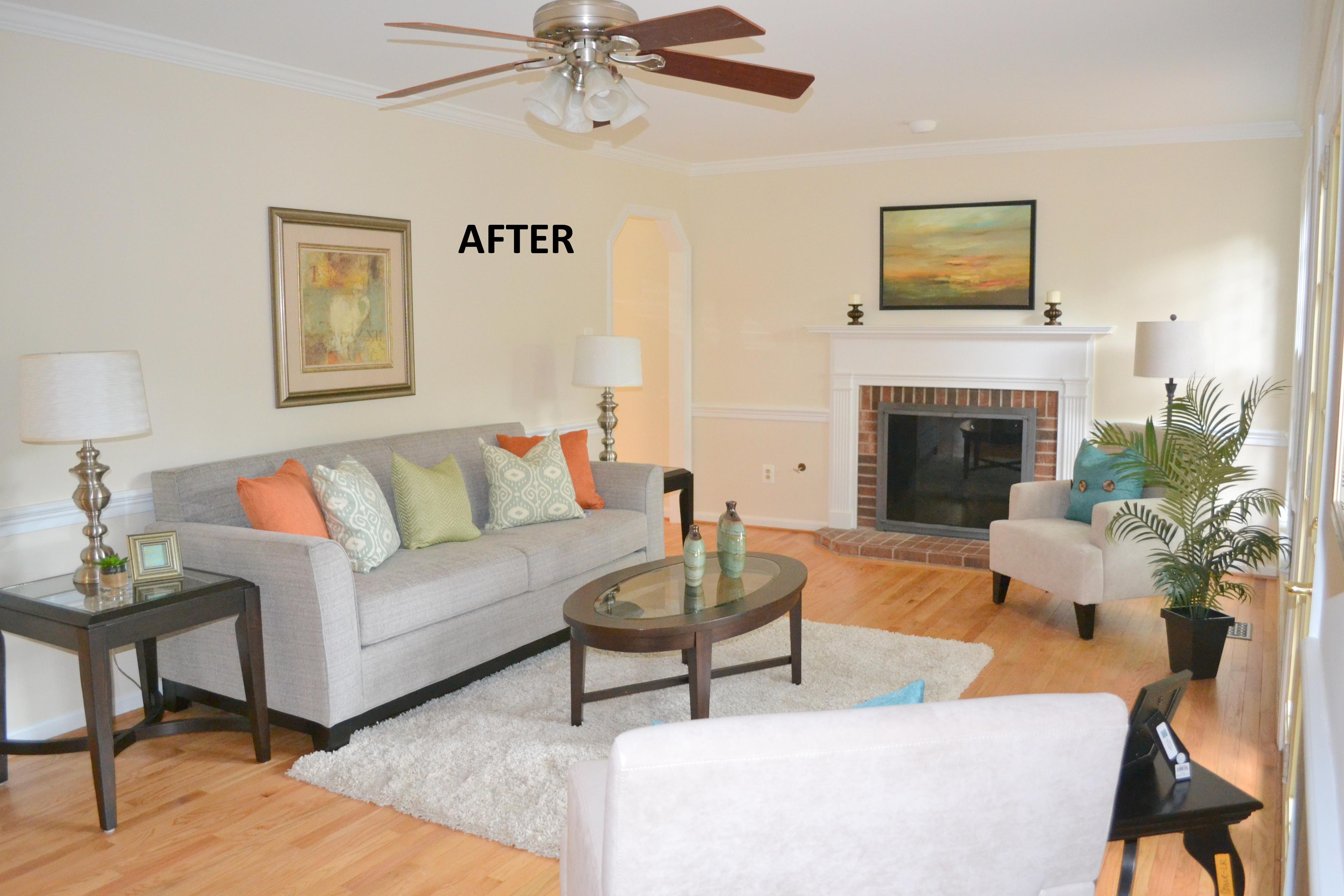 For all of you who were wondering where the AFTER to my BEFORE photo is, this is for you! It is often hard for buyers to visualize a blank slate--or empty room. Staging not only warms the space, but allows buyers to better understand proportions and sizes of rooms. 