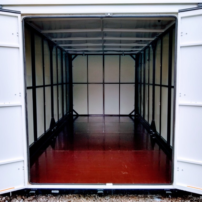 Portable self storage container clean and ready to be delivered to your home or business.