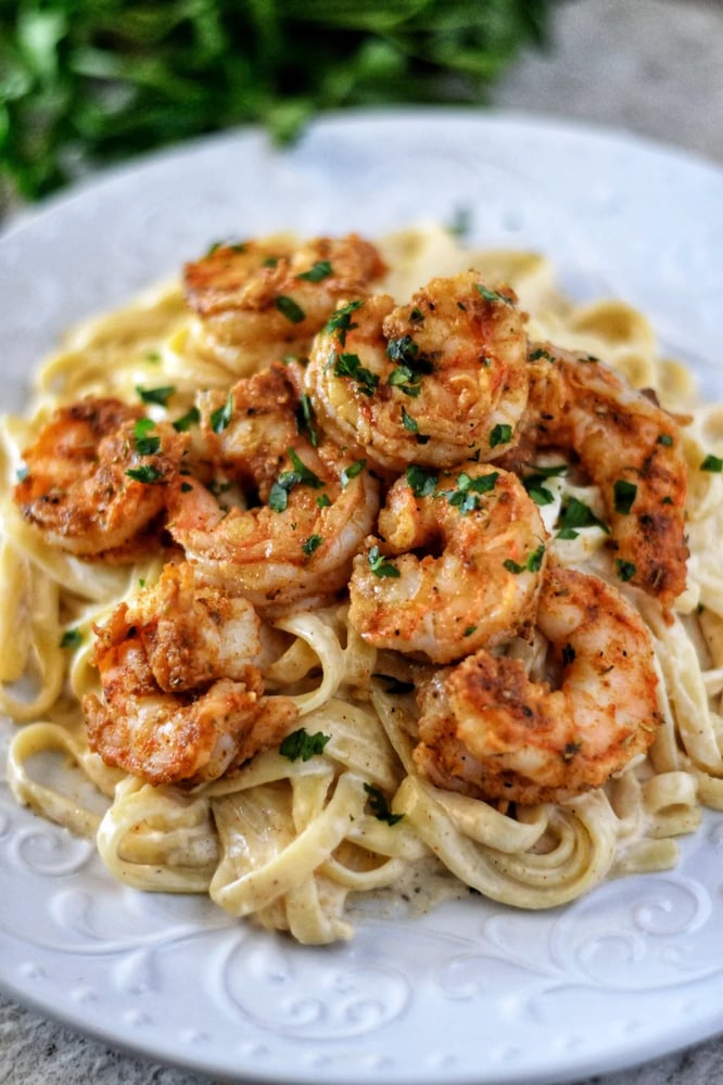 Baked Cajun Shrimp Alfredo