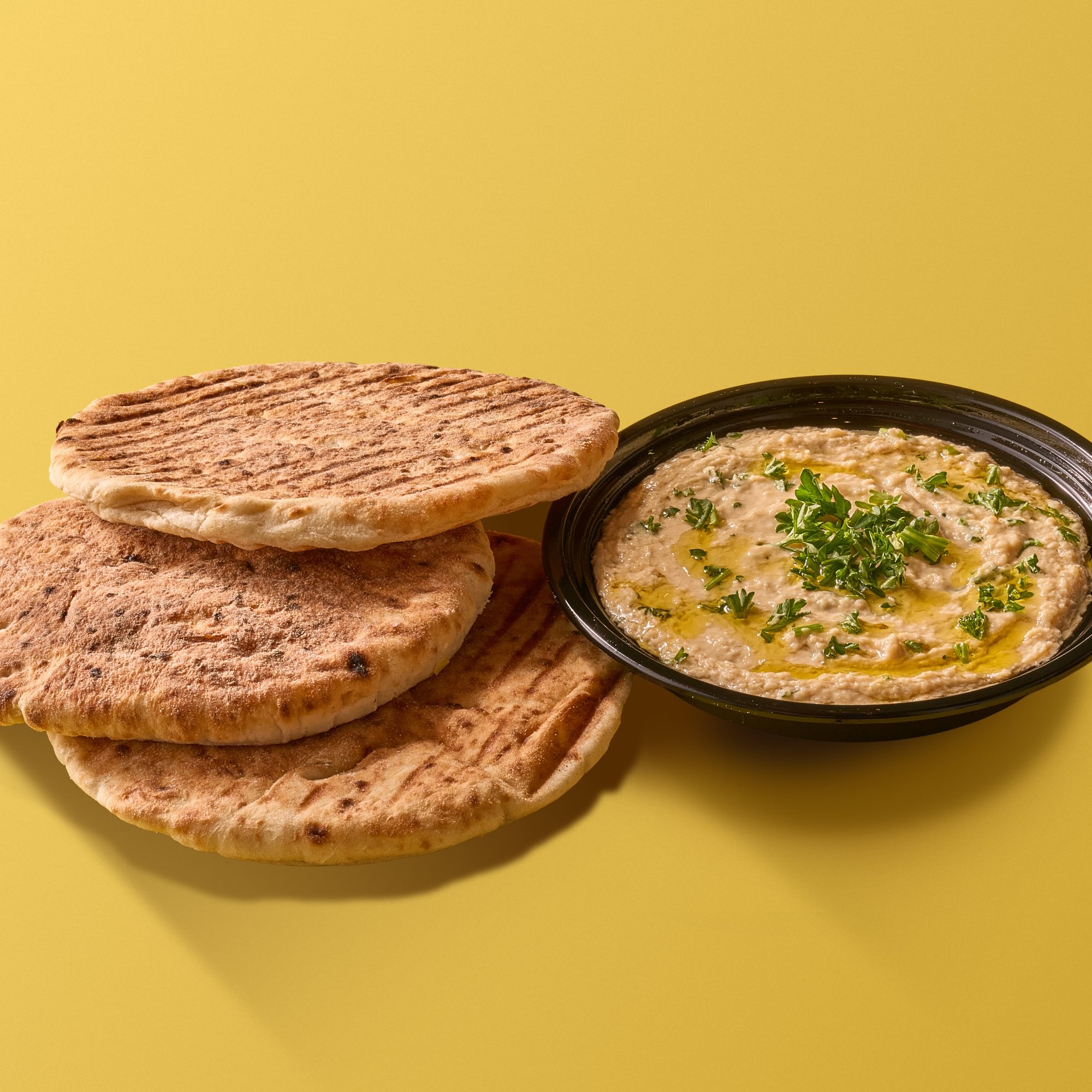 3 Toasted Pitas & Large Hummus