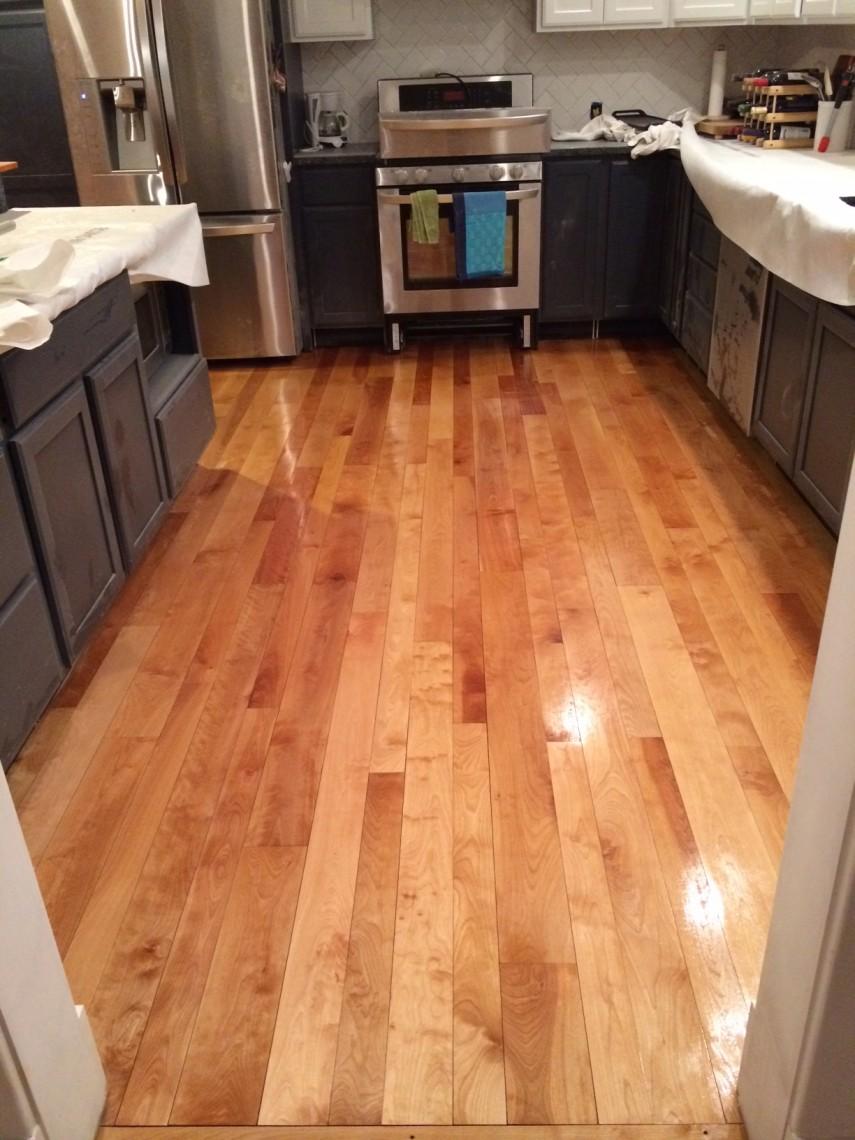 Hickory refinish work natural color.