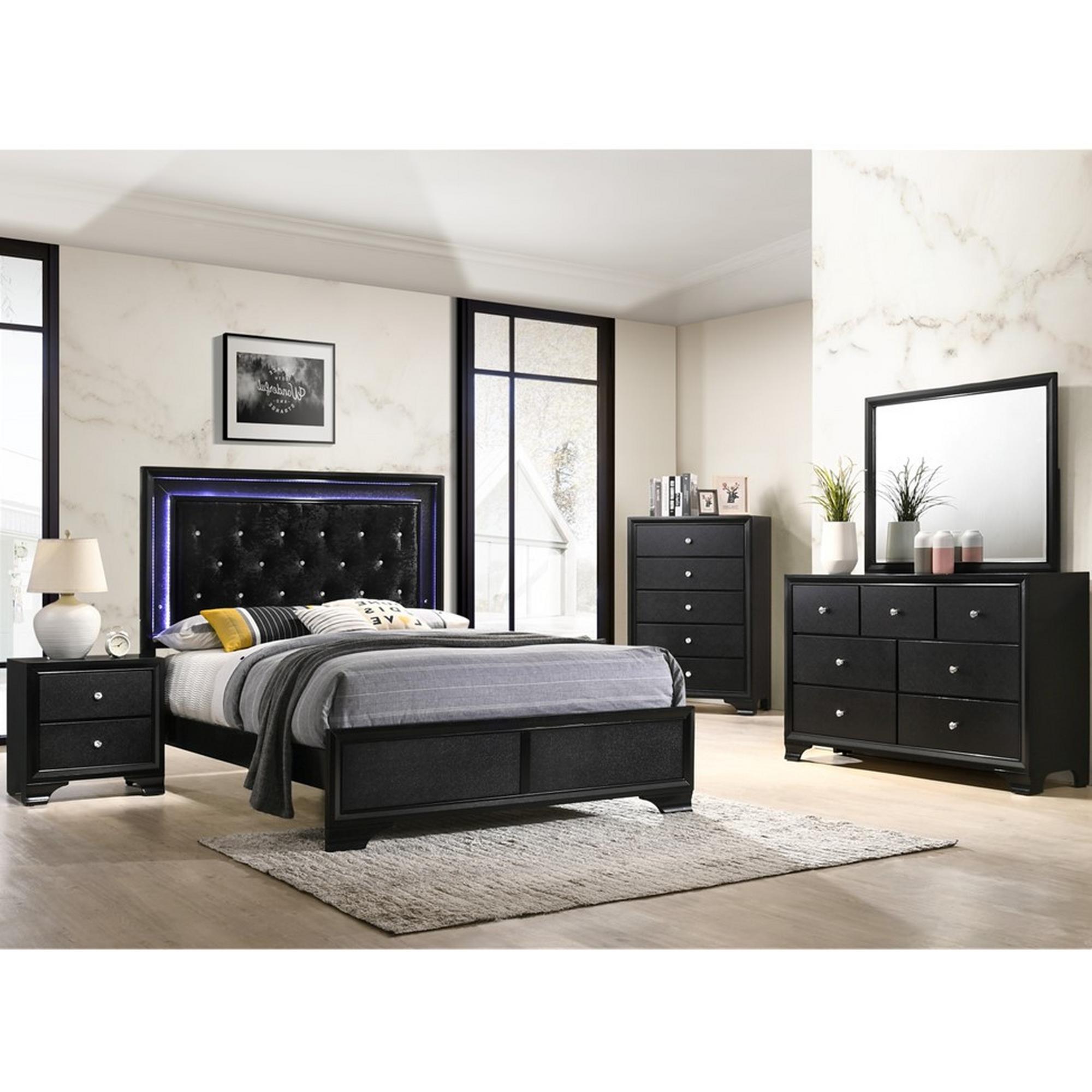 King Micah Bed w/Chest, Dresser, Mirror, Nightstand