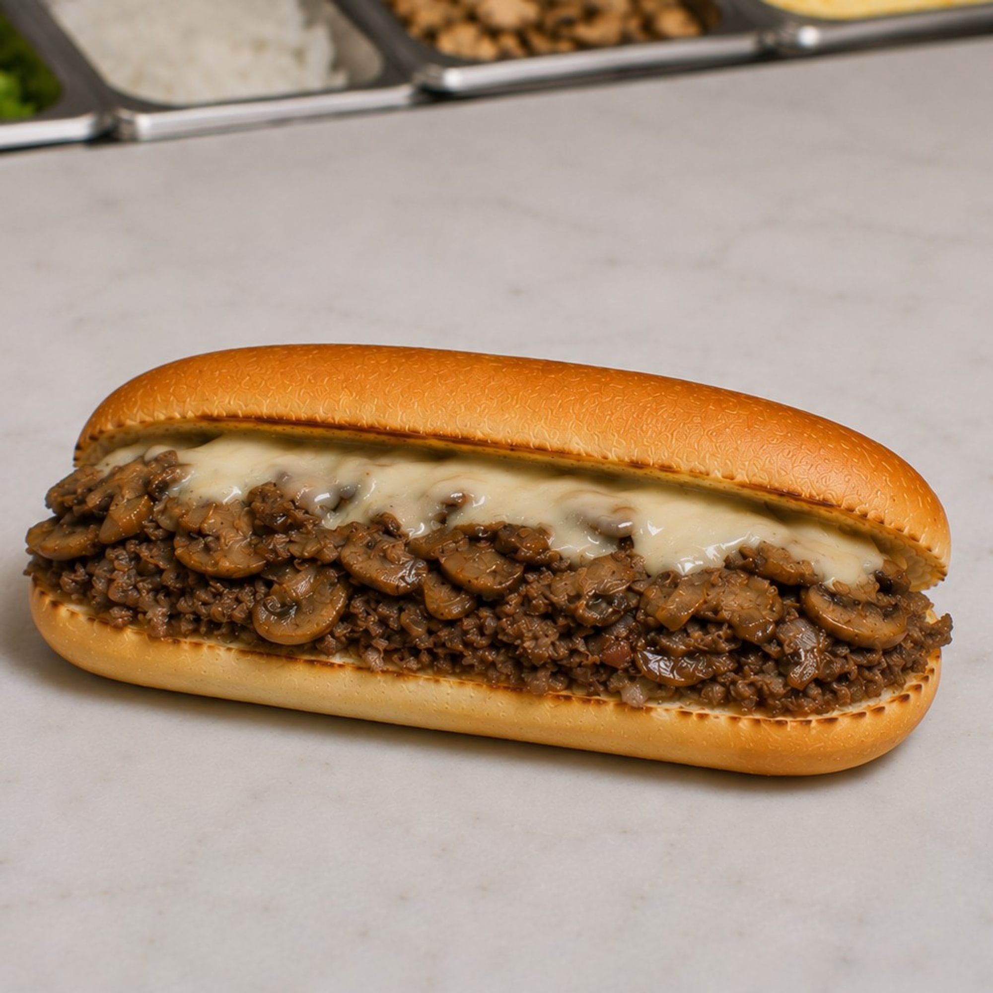 Mushroom Cheesesteak Submarine