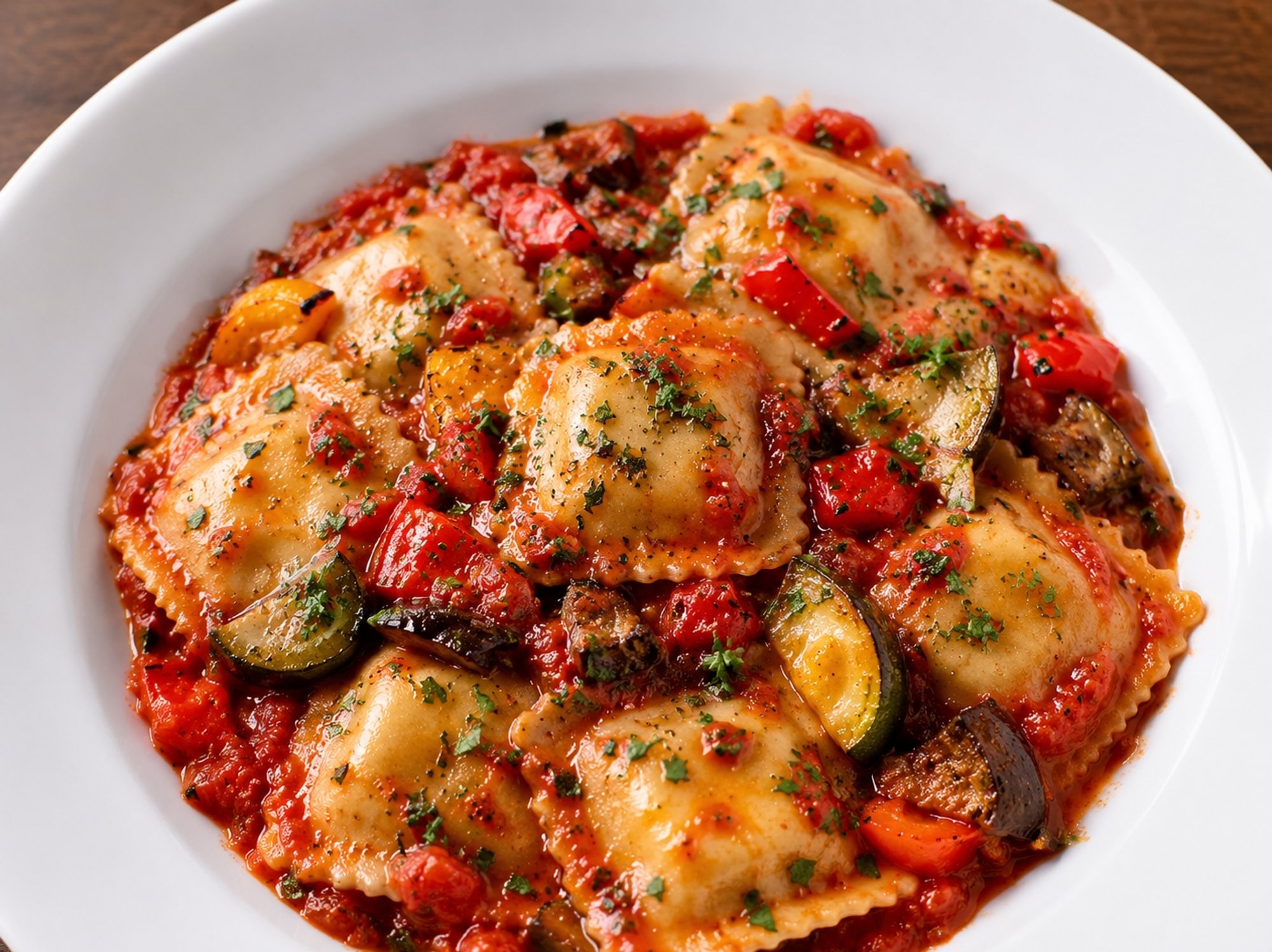 VEGAN MEDITERRANEAN ROASTED VEGETABLE RAVIOLI