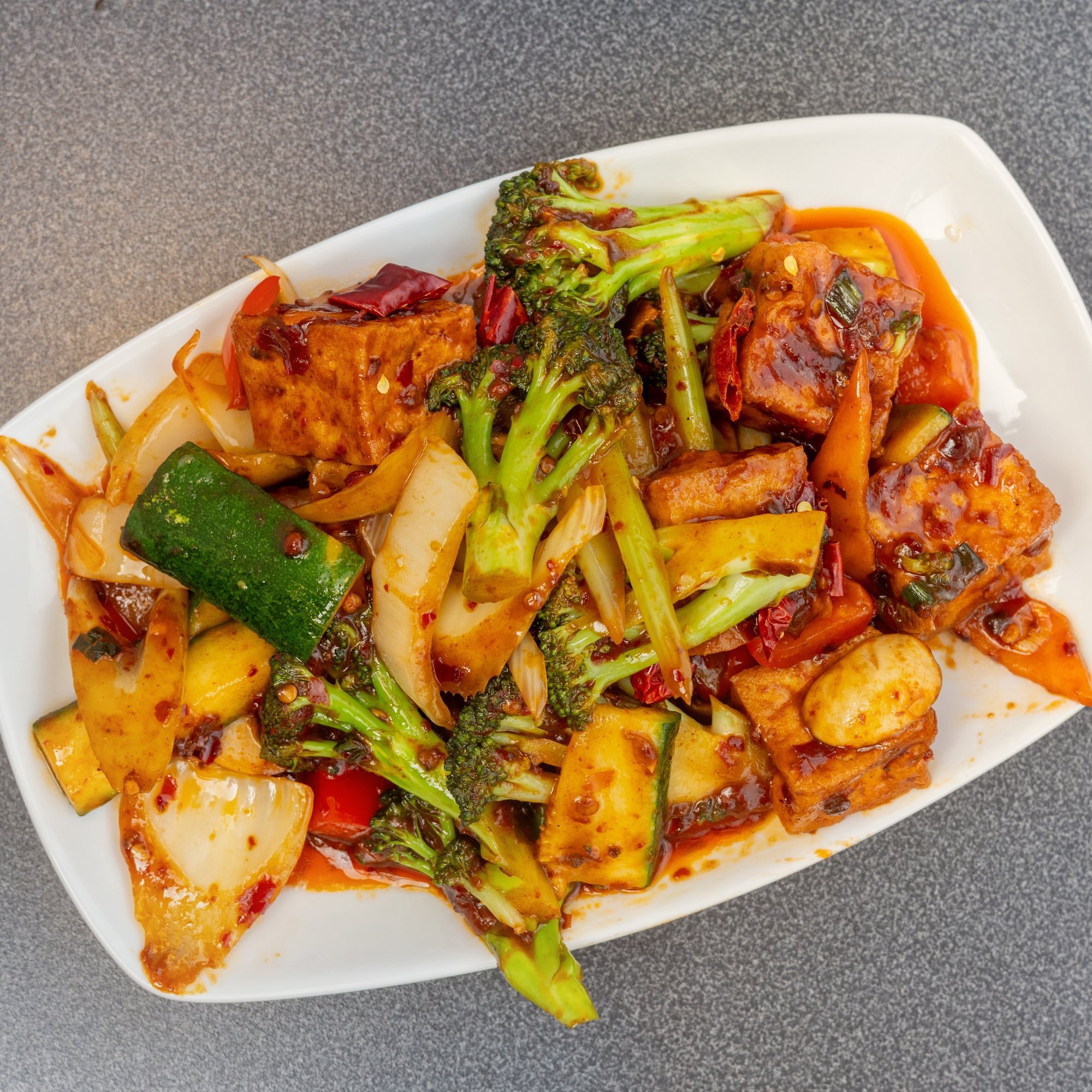 Mala Spicy Vegetables with Fried Tofu