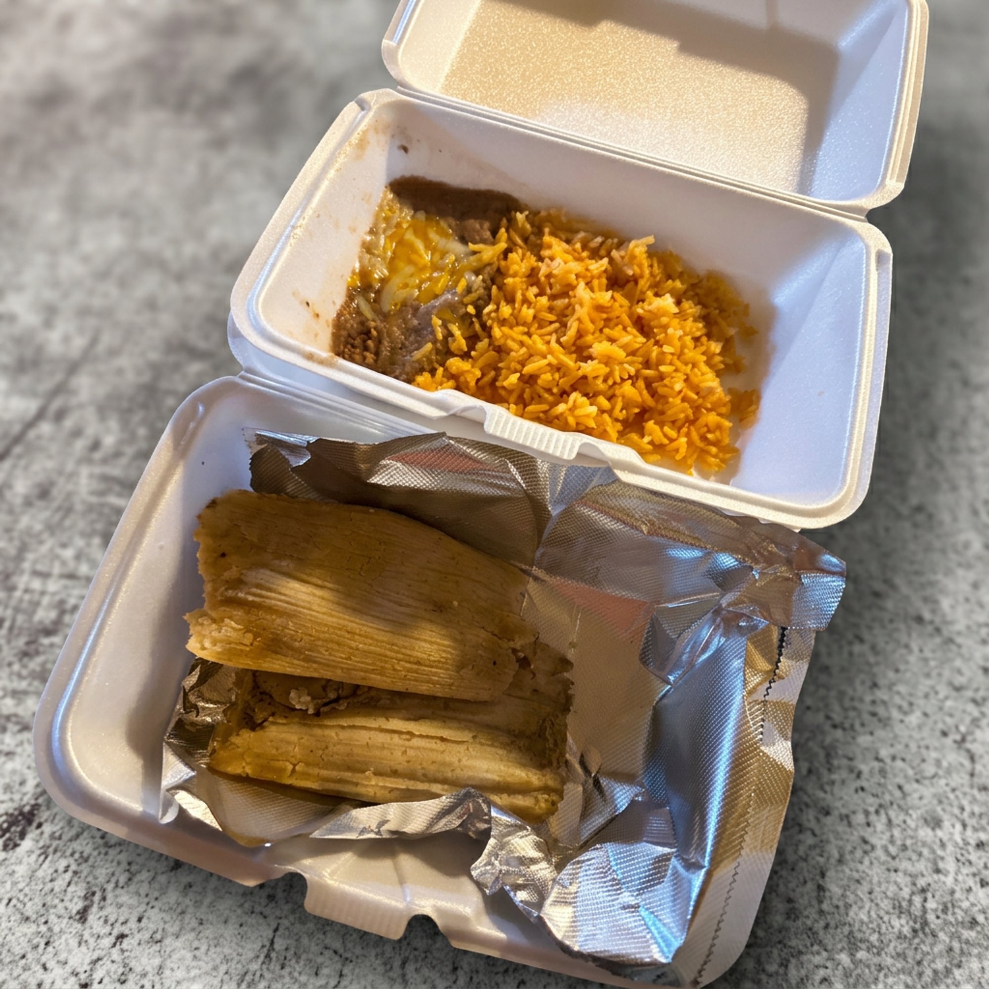 2 Tamales with Rice and Beans