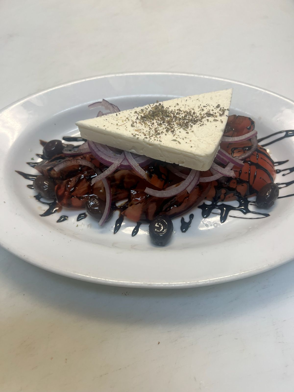 Roma Tomato Salad and Olives with Feta Cheese