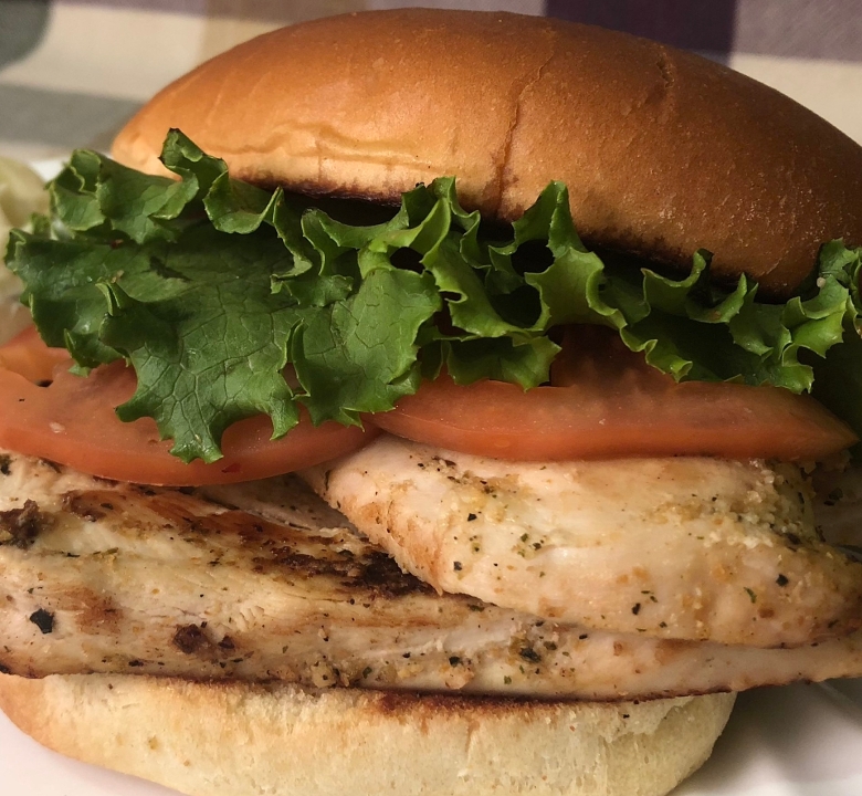 Grilled Chicken Sandwich and fries