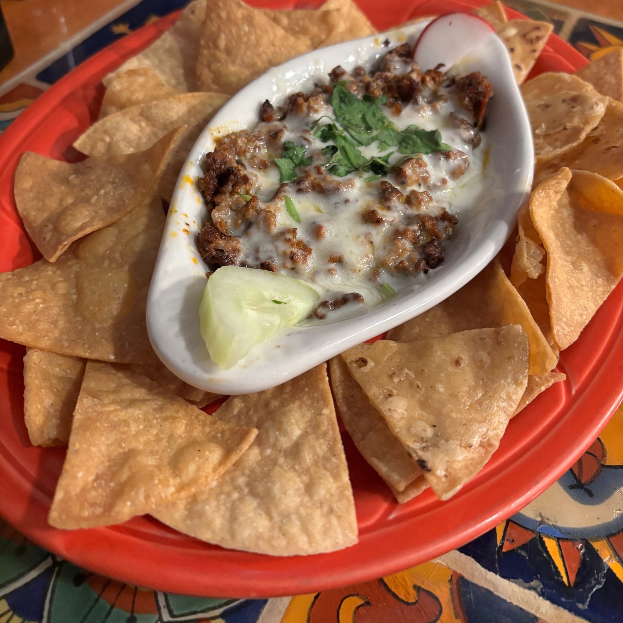 Choriqueso Dip with Chips