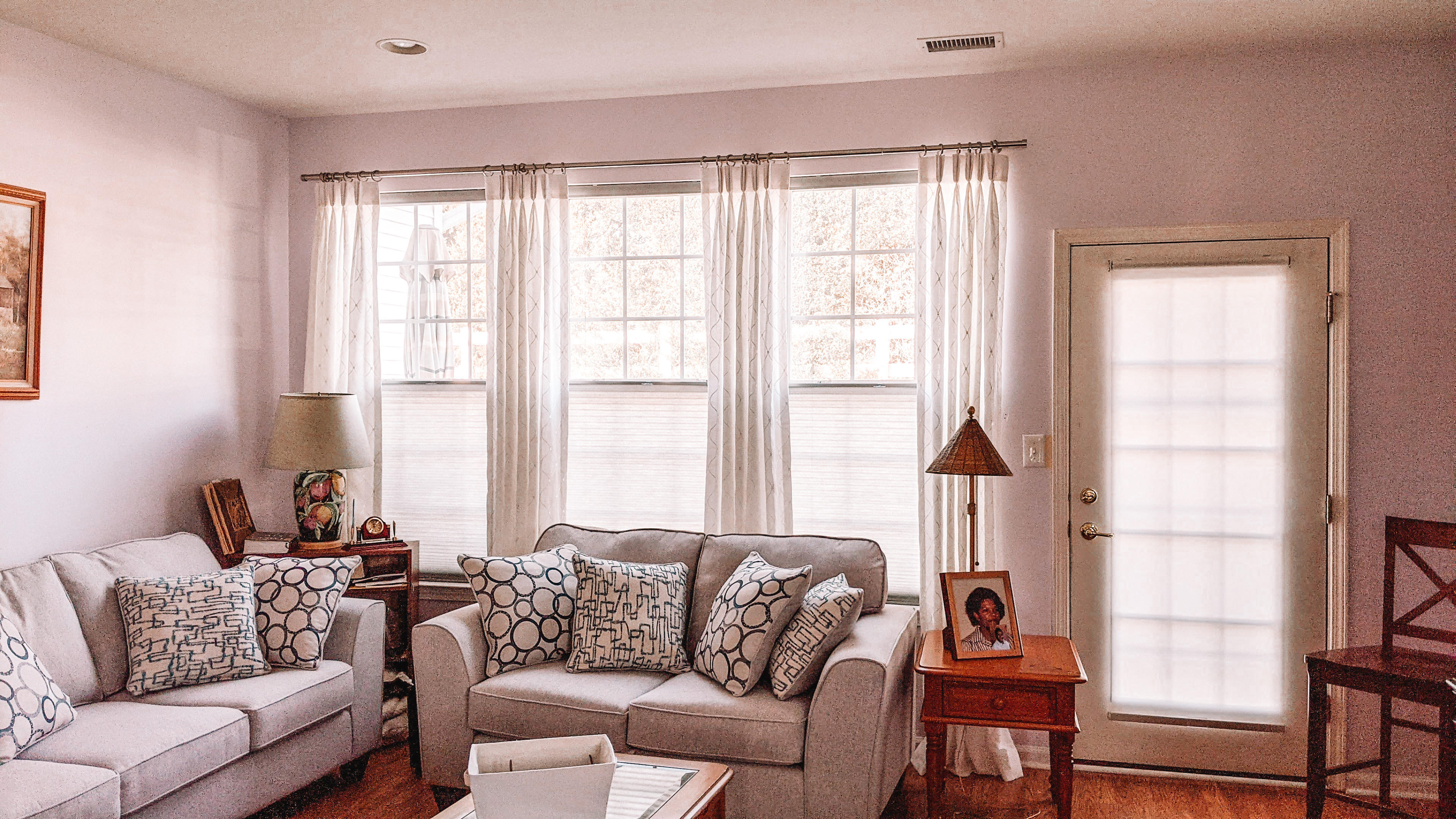 Cozy living room with Cellular Shades and beautiful Drapery in Jackson, NJ