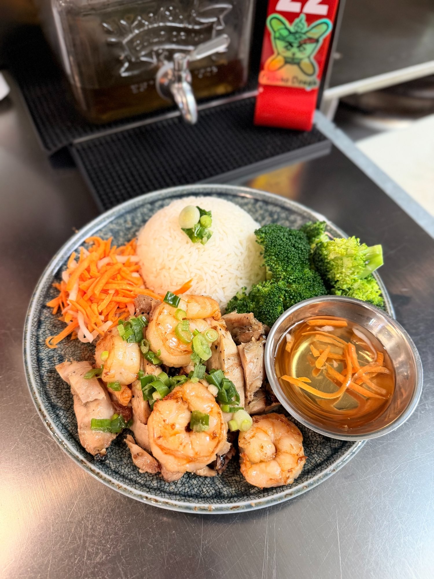 Grilled Shrimp & Chicken Over Rice (Cơm Tôm Gà Nướng)