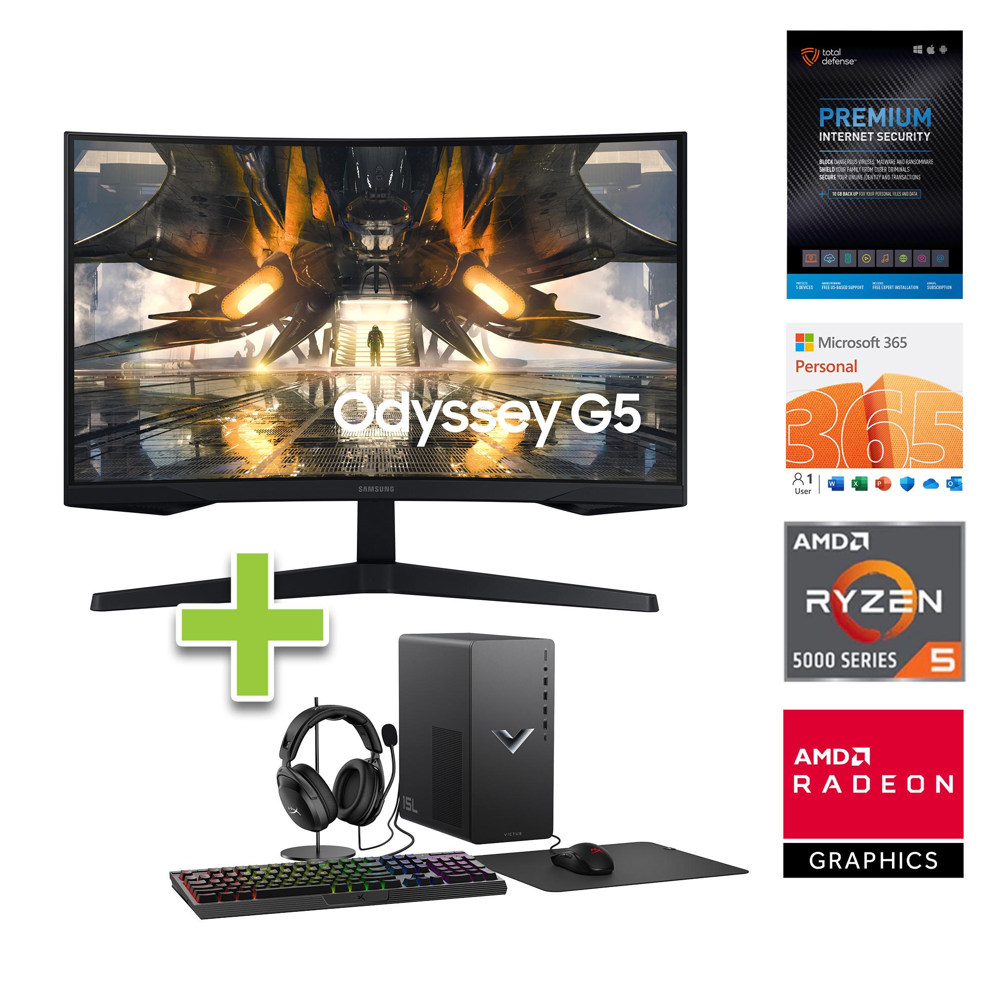 Victus Gaming Desktop with 27" Curved Monitor, Total Defense & 365