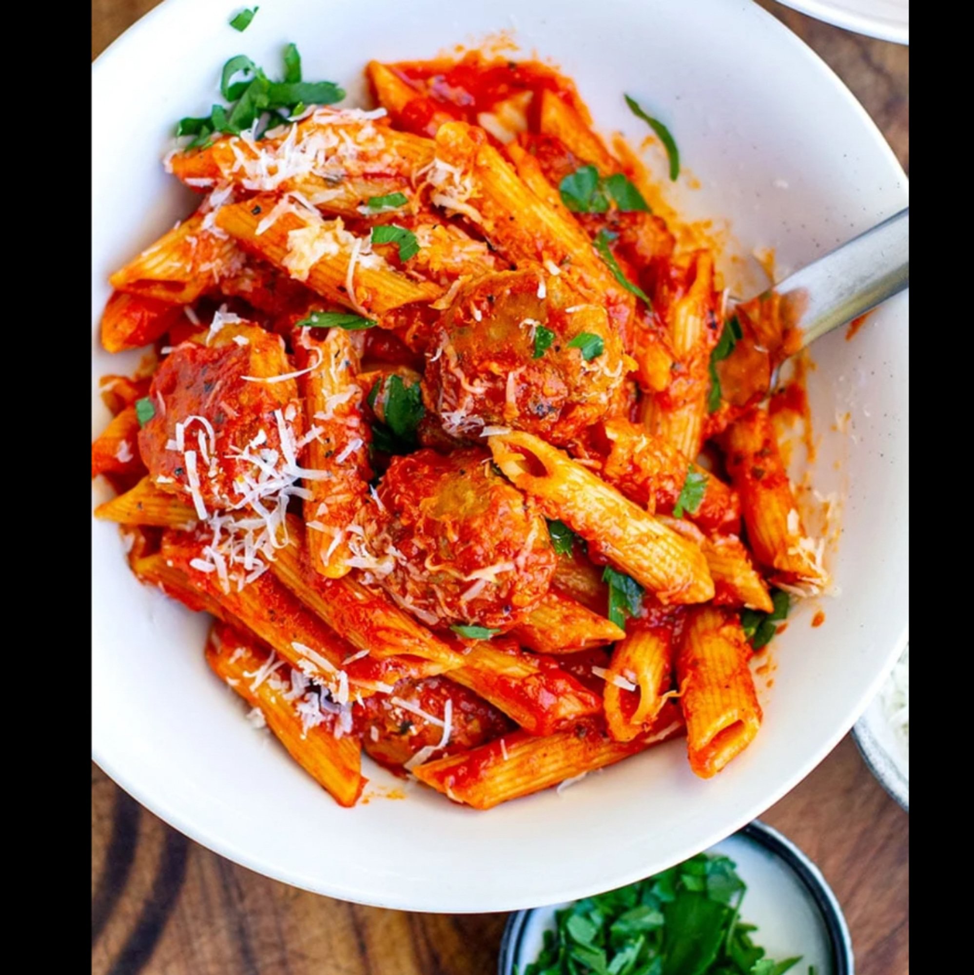 Kids Penne Marinara With Meatball
